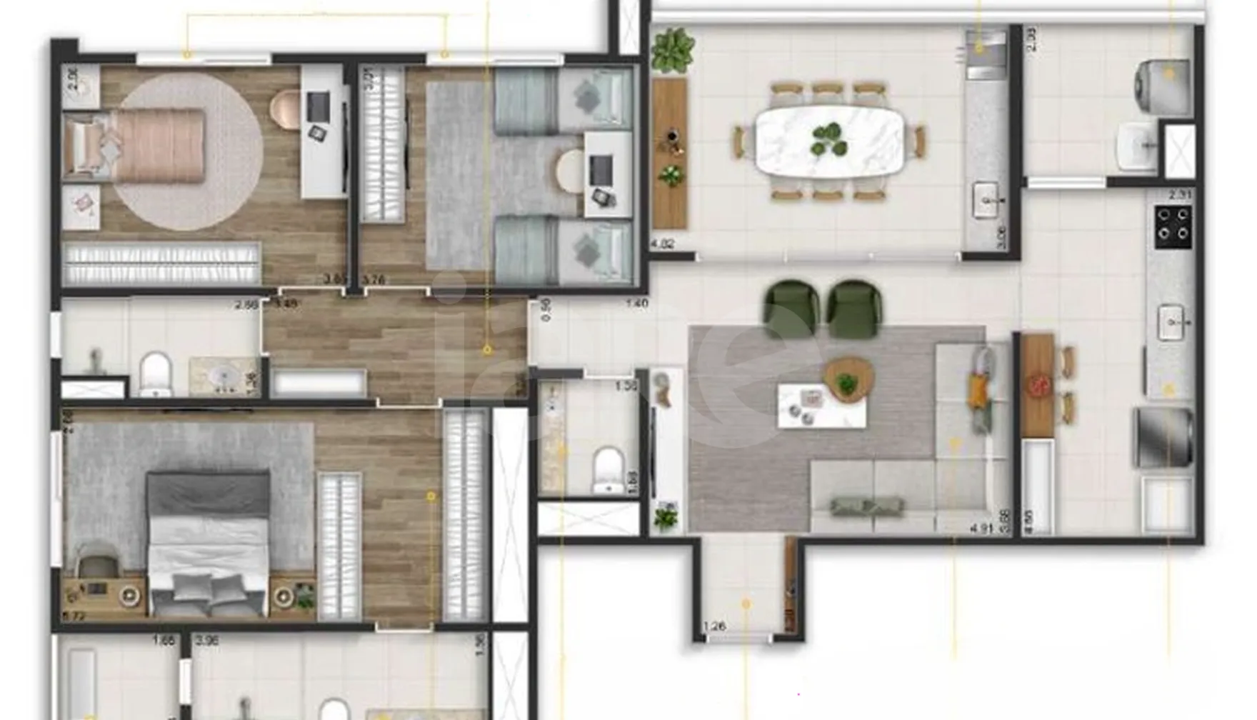 Planta — Apartamento 122,41 m²