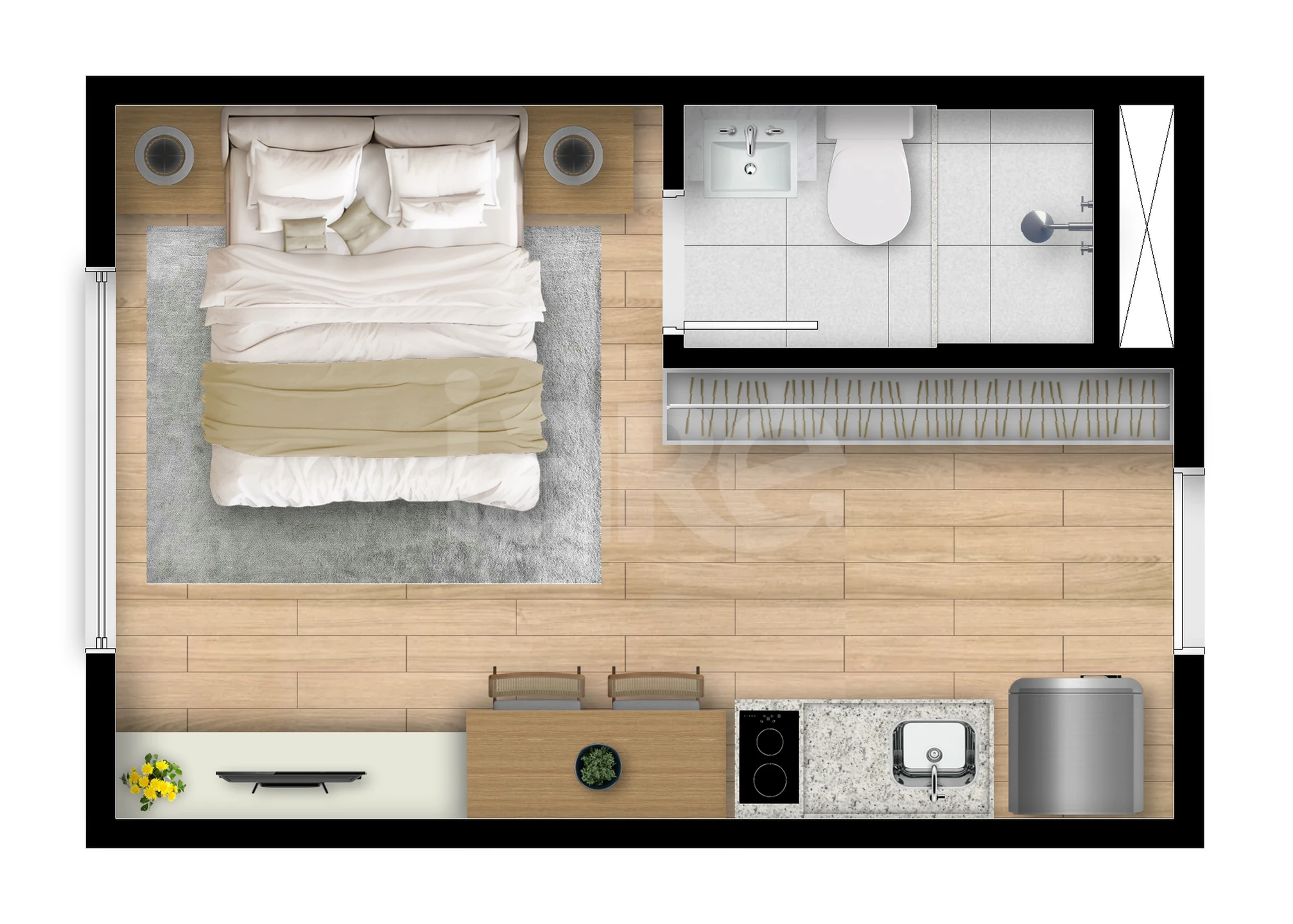 Planta — Studio 17,62 m²