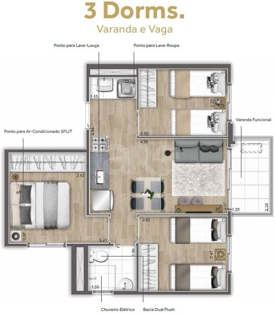 Planta — Apartamento 48,94 m²