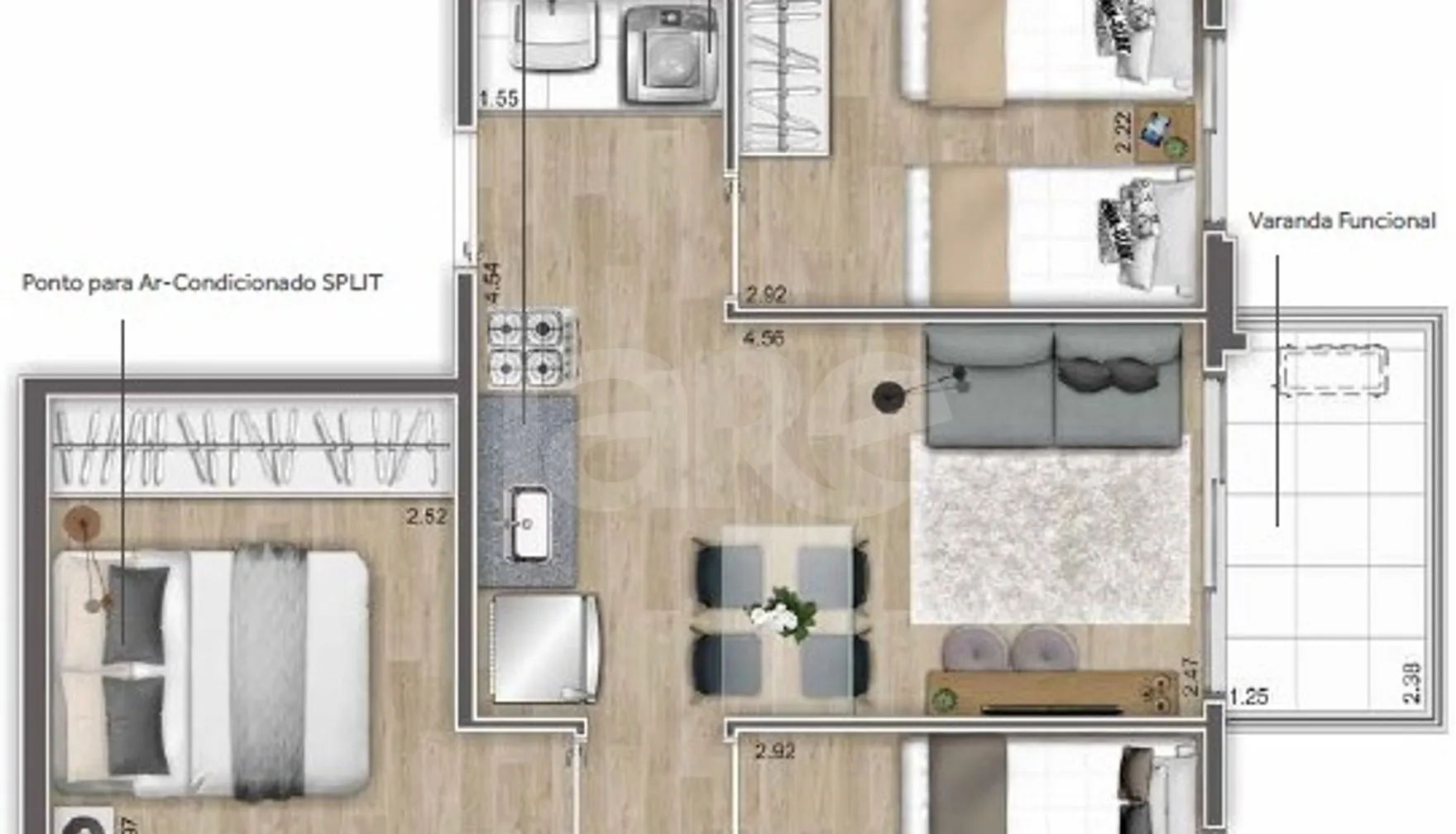 Planta — Apartamento 48,94 m²