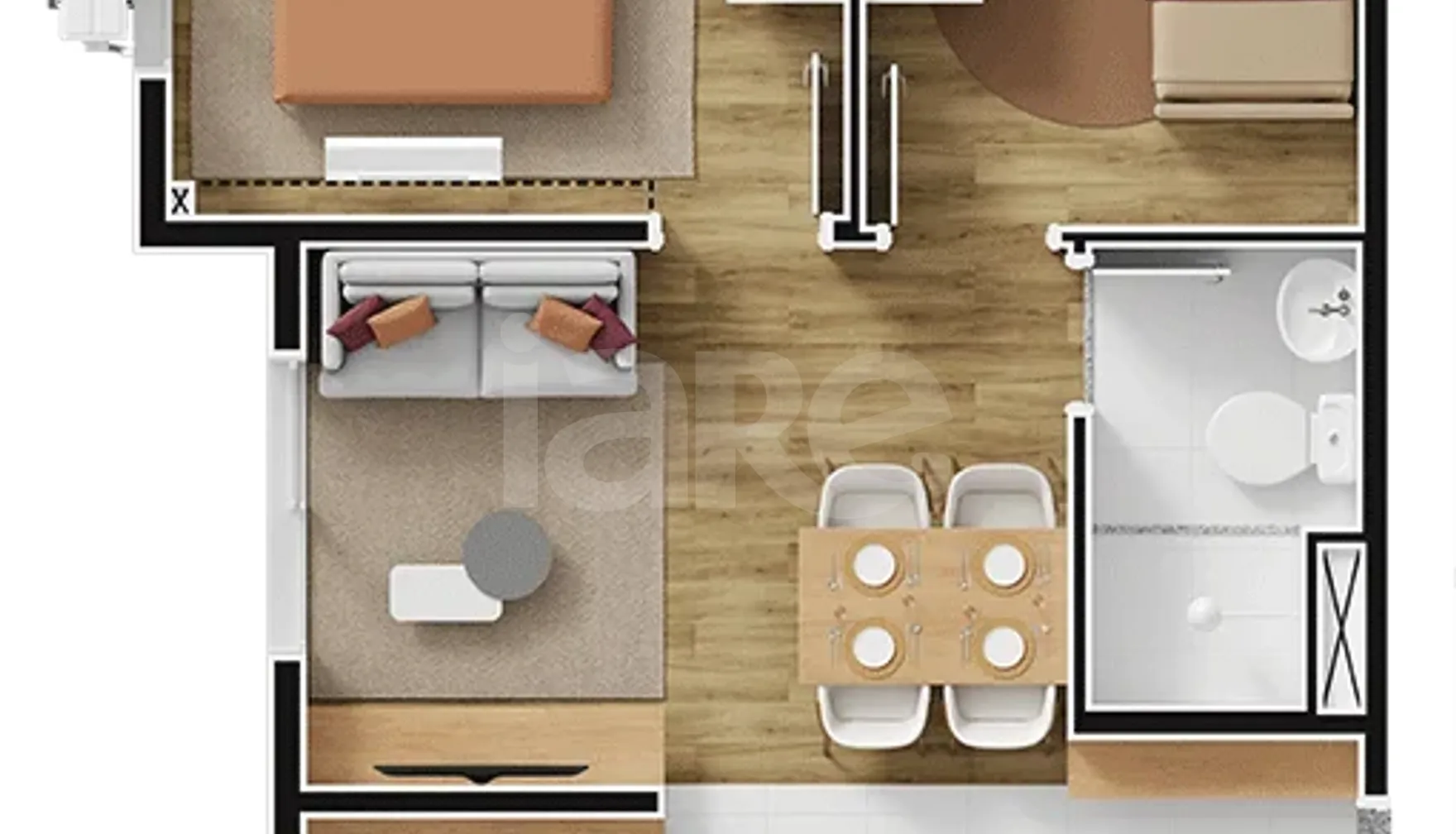 Planta — Apartamento 35,91 m²