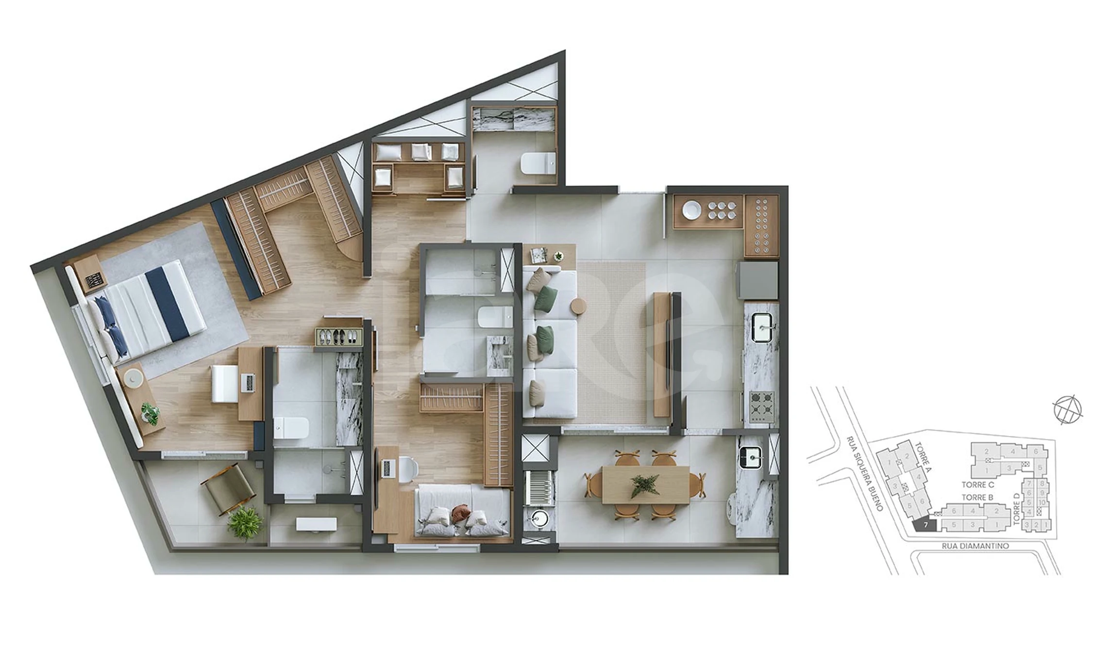 Planta — Apartamento 87,82 m²