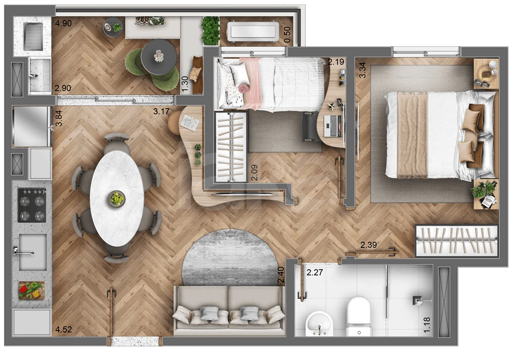 Planta — Apartamento 42,95 m²