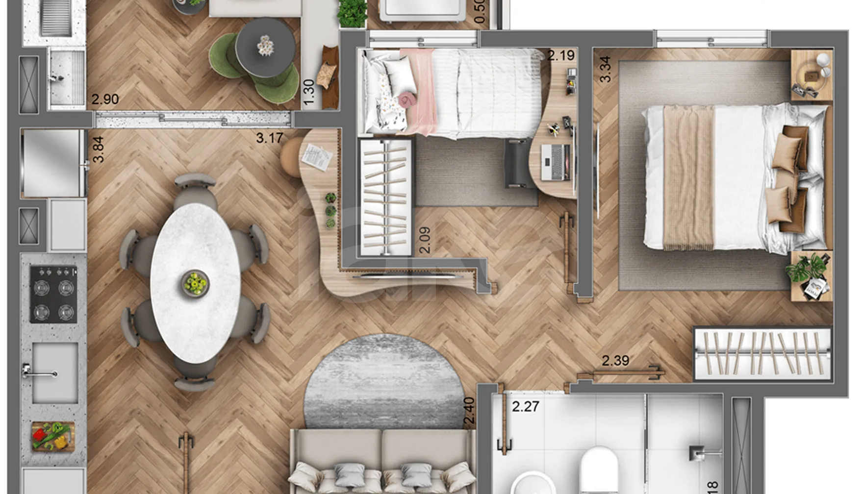 Planta — Apartamento 42,95 m²