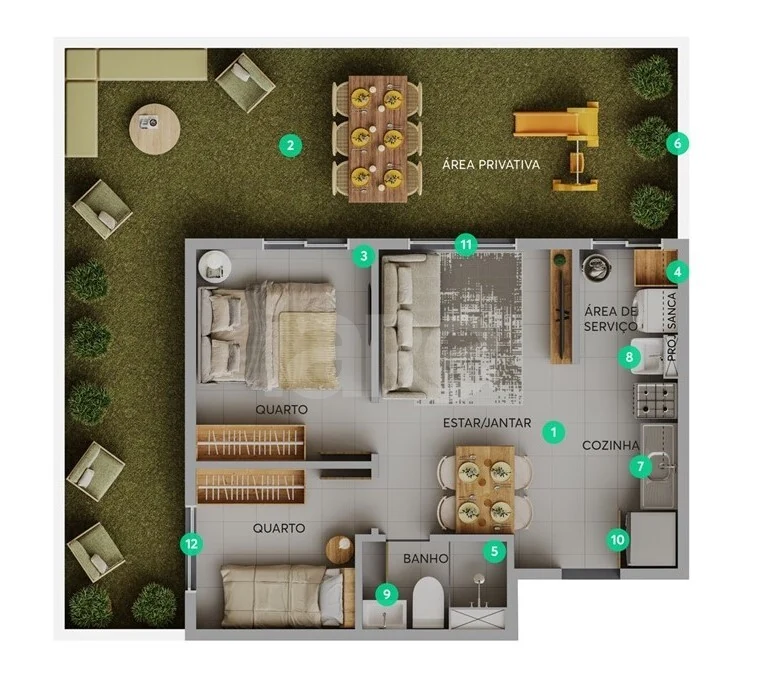 Planta — Apartamento 35,36 m²