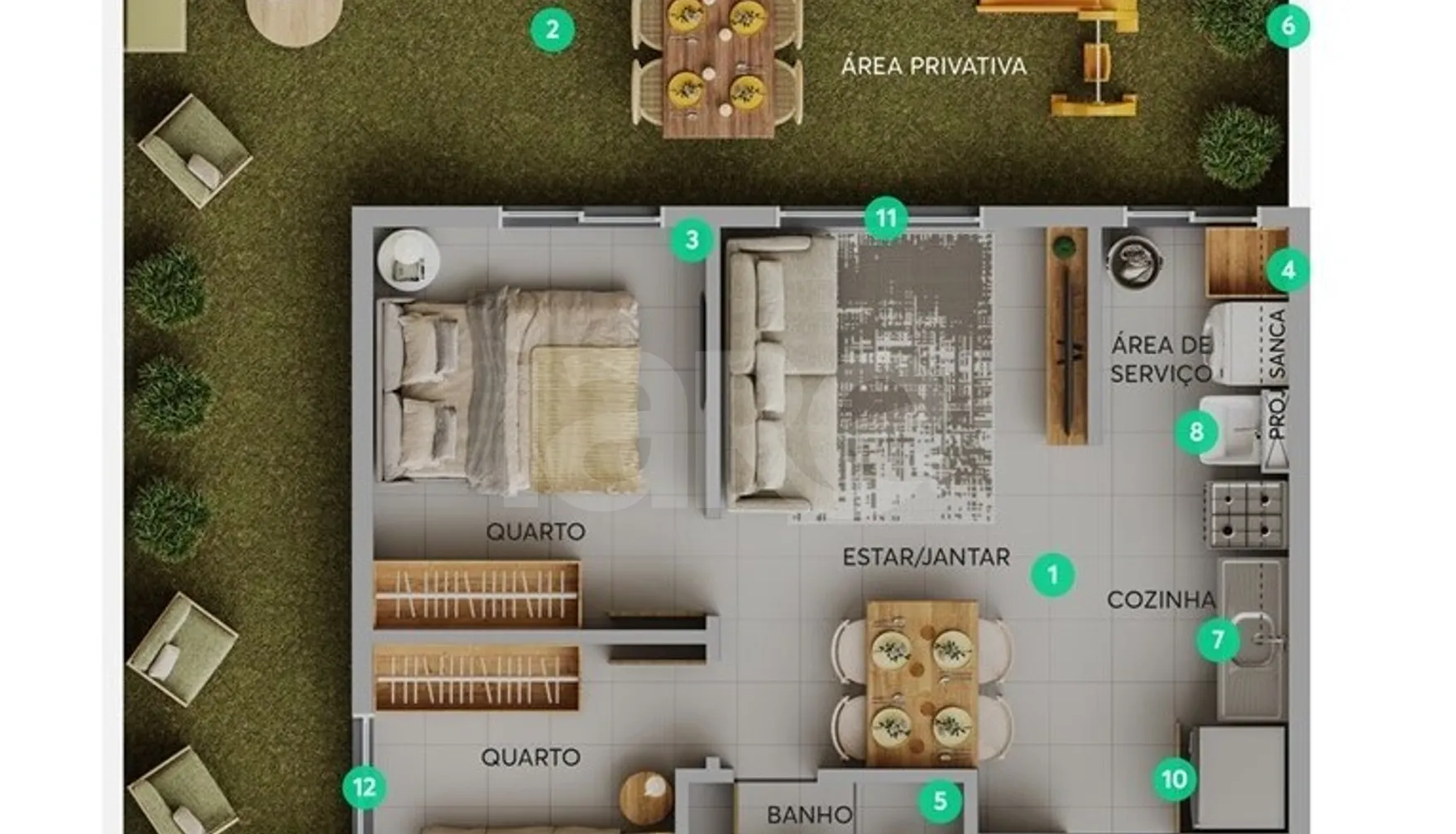Planta — Apartamento 35,36 m²