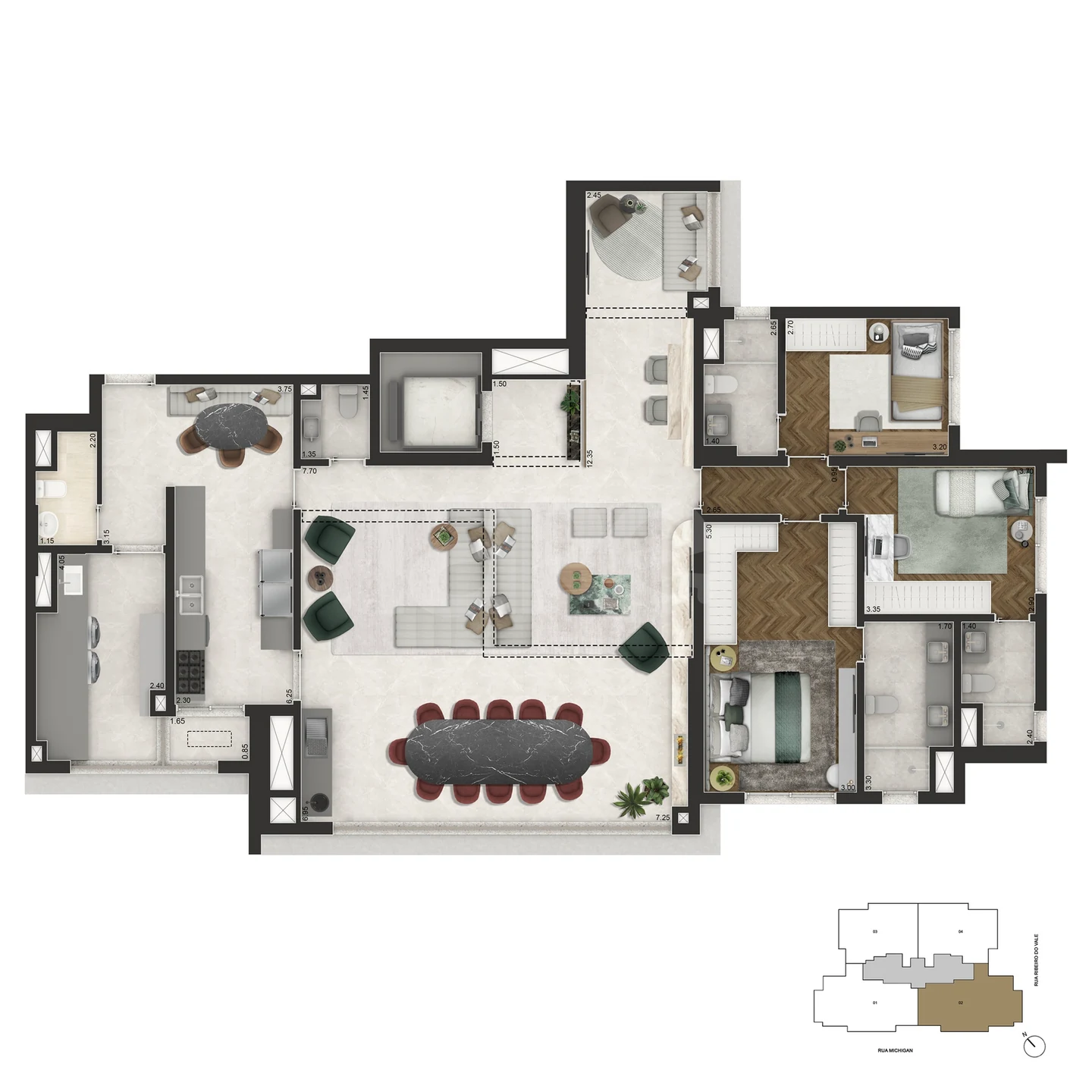Planta — Apartamento 178 m²