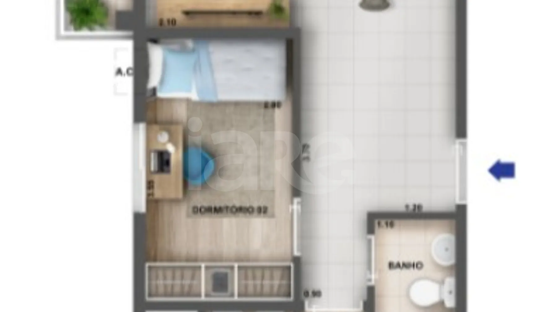 Planta — Apartamento 56 m²