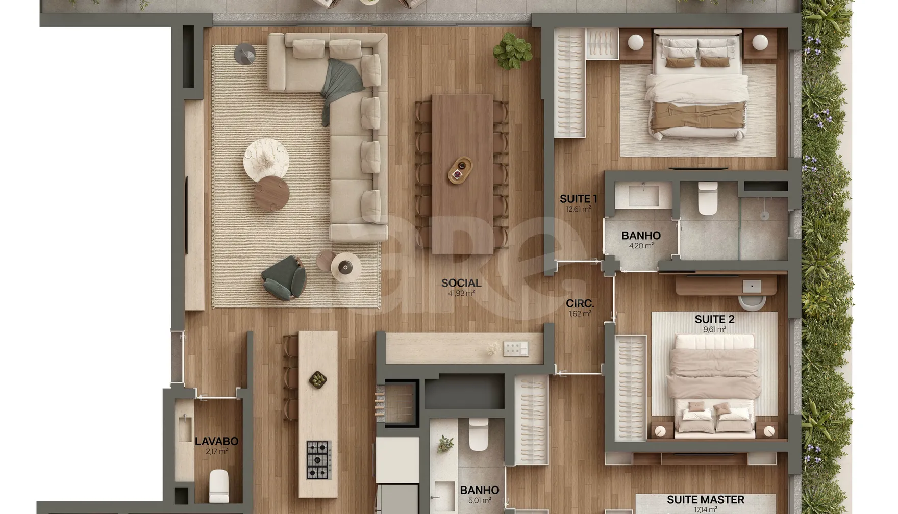 Planta — Garden 172,62 m²