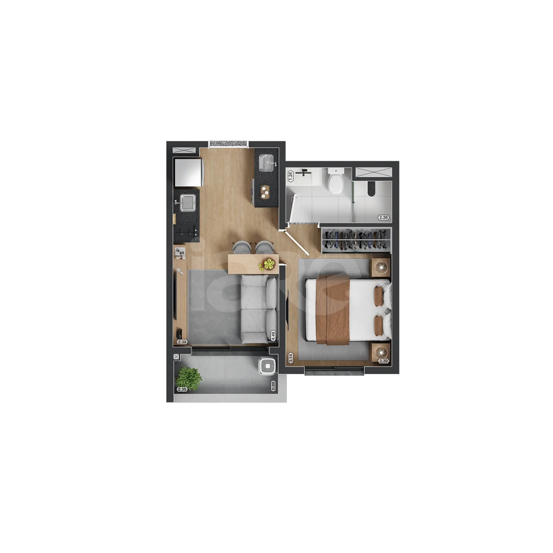 Planta — Apartamento 27,49 m²