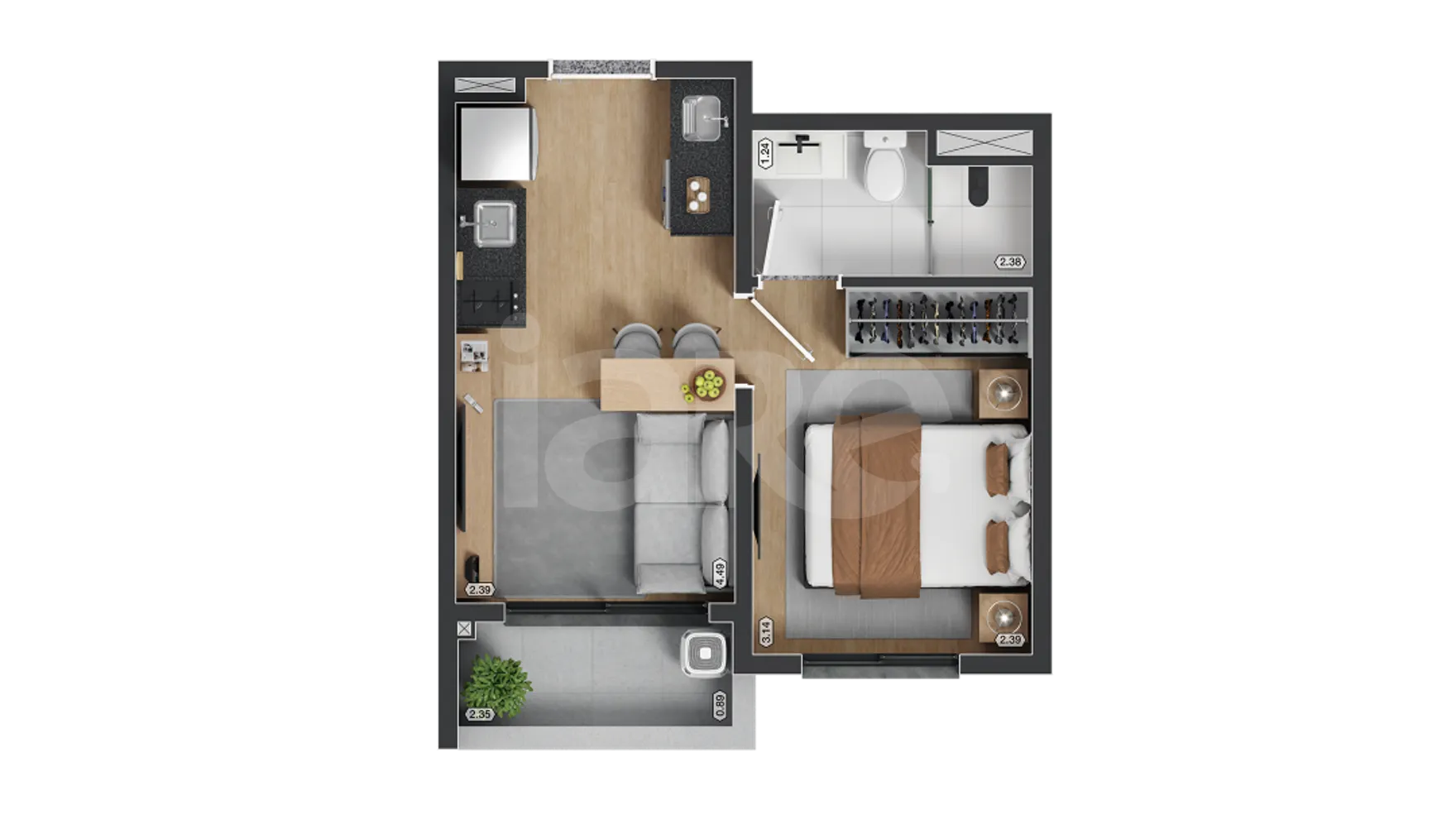 Planta — Apartamento 27,49 m²