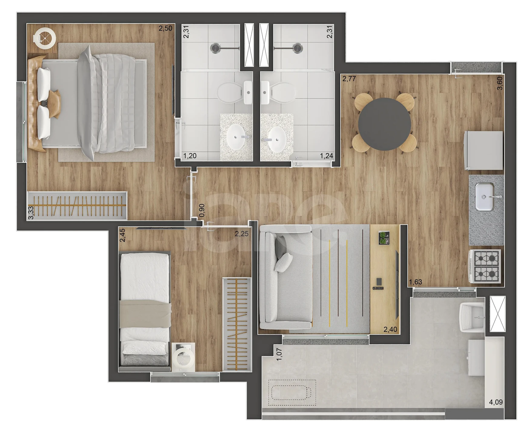 Planta — Apartamento 47,61 m²