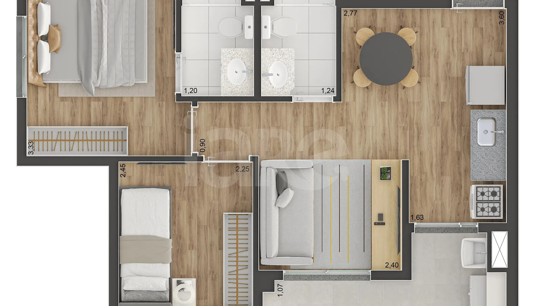 Planta — Apartamento 47,61 m²