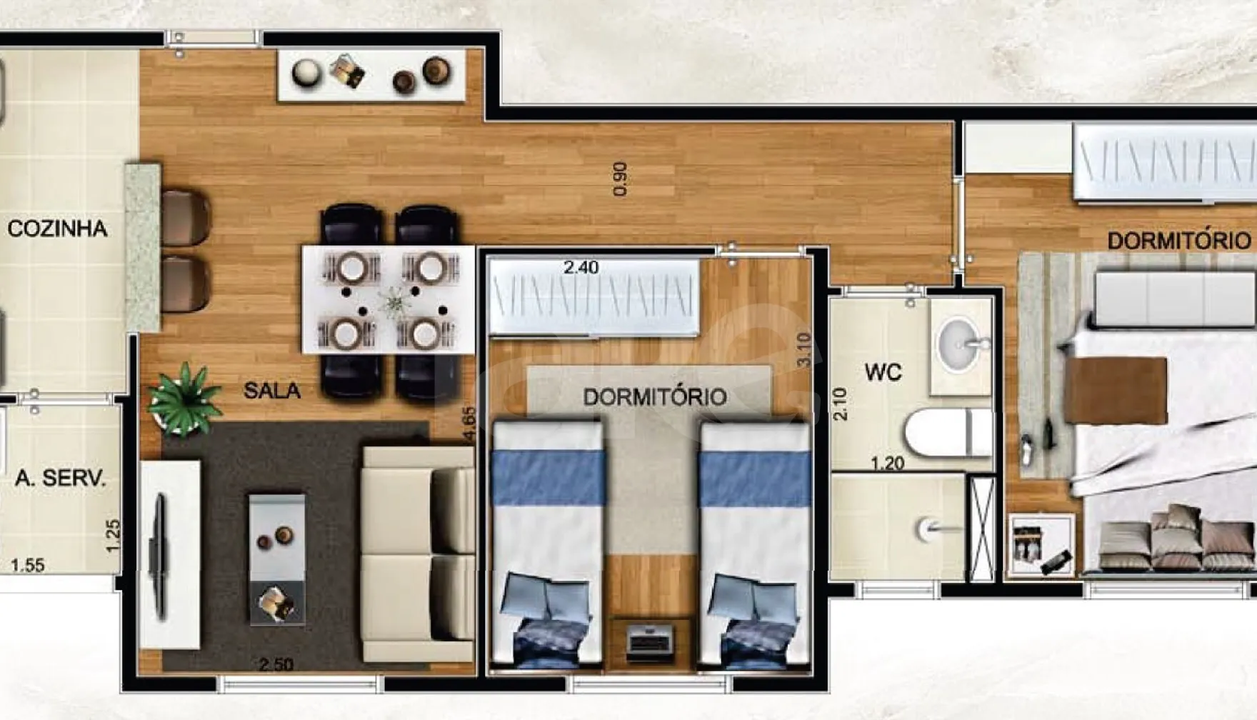 Planta — Apartamento 46,08 m²