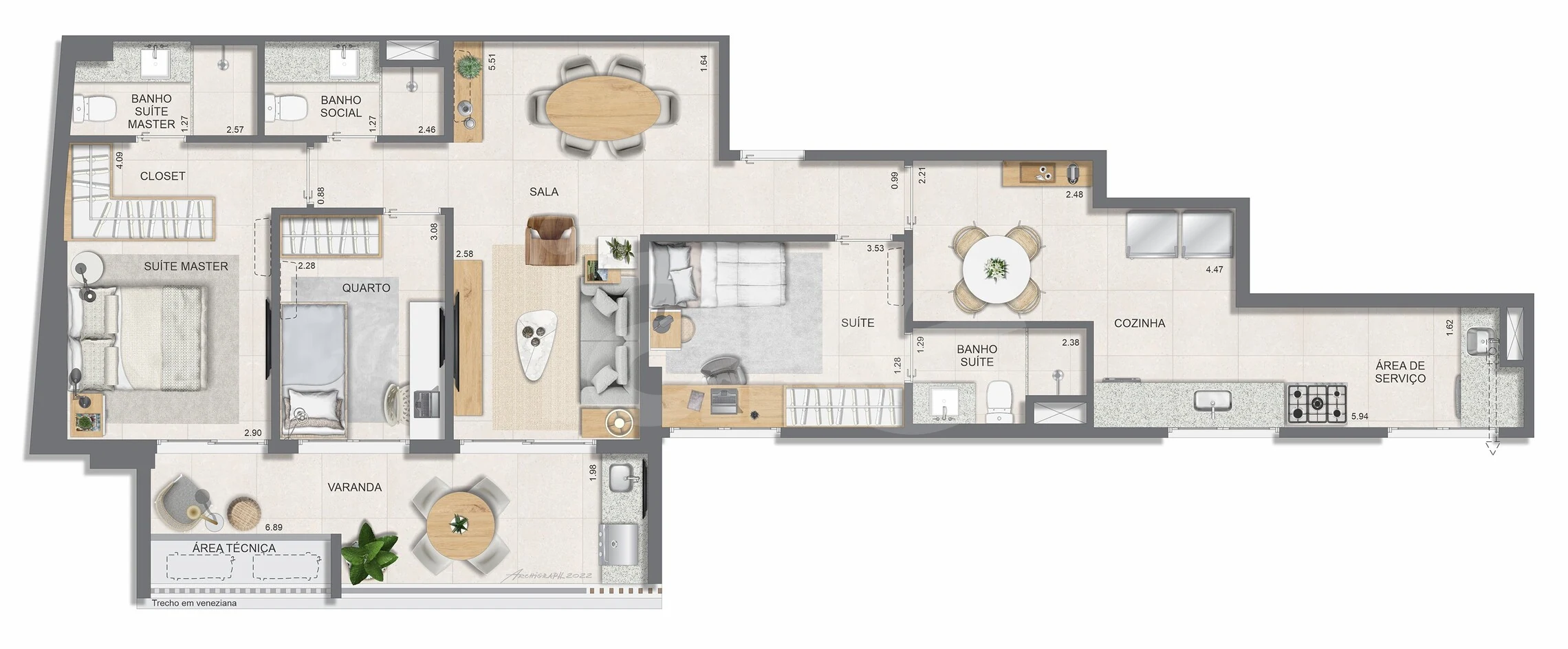 Planta — Apartamento 104,1 m²