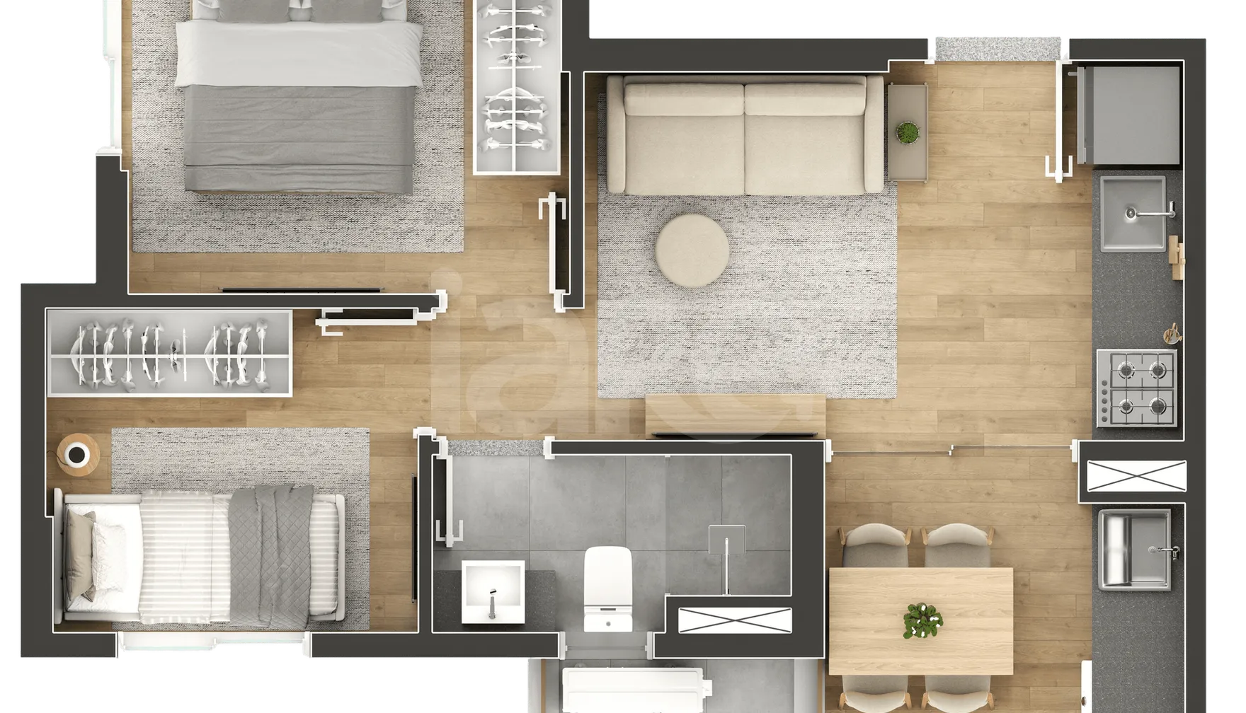 Planta — Apartamento 34,81 m²