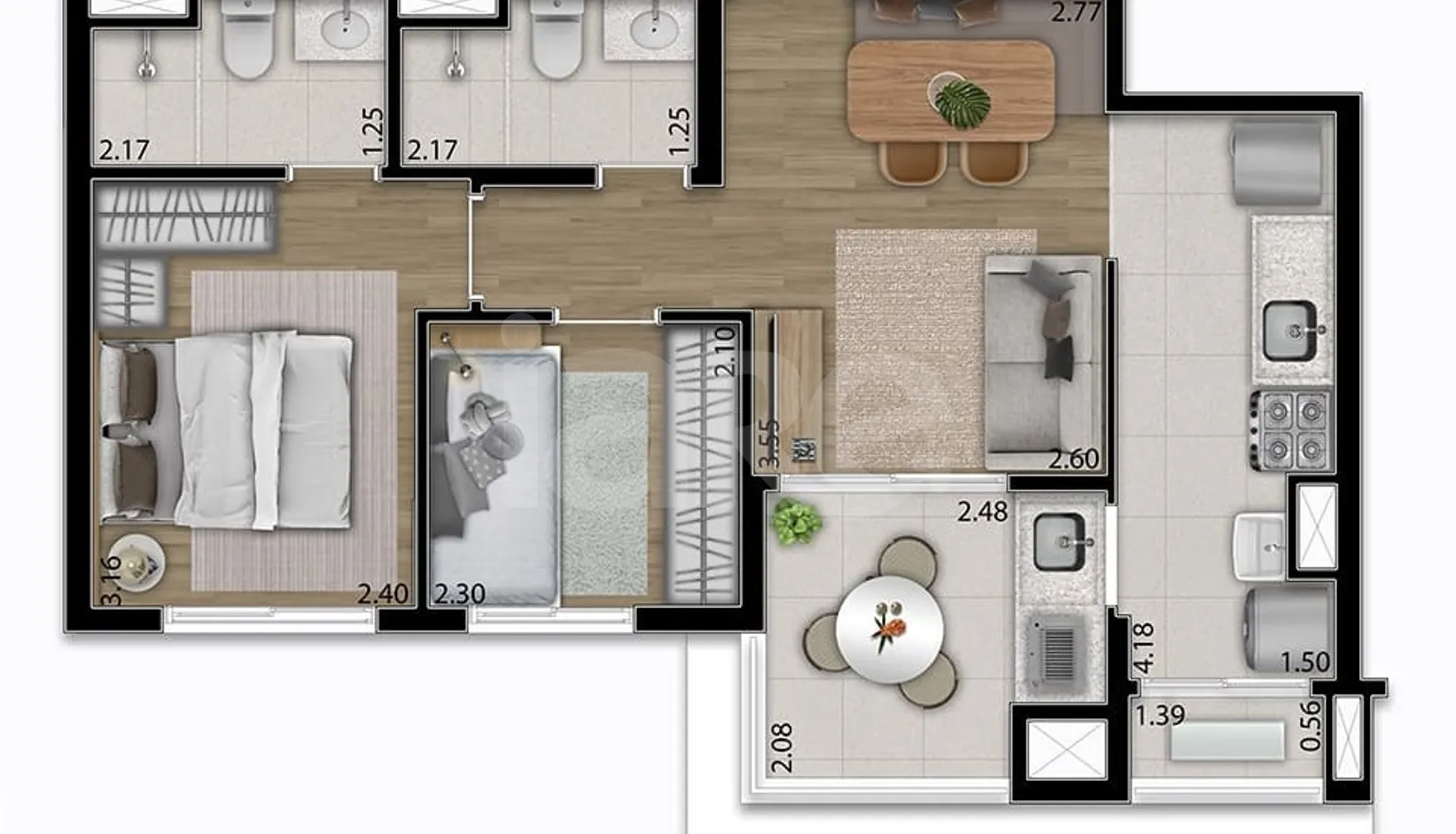 Planta — Apartamento 49,8 m²