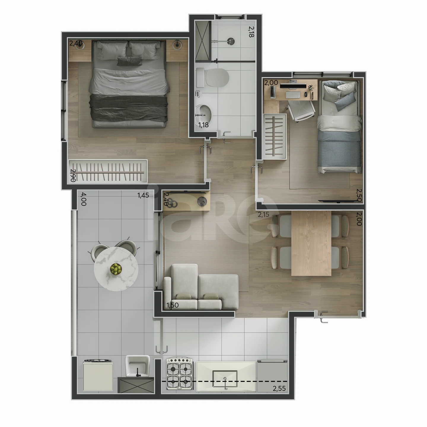 Planta — Apartamento 41,03 m²