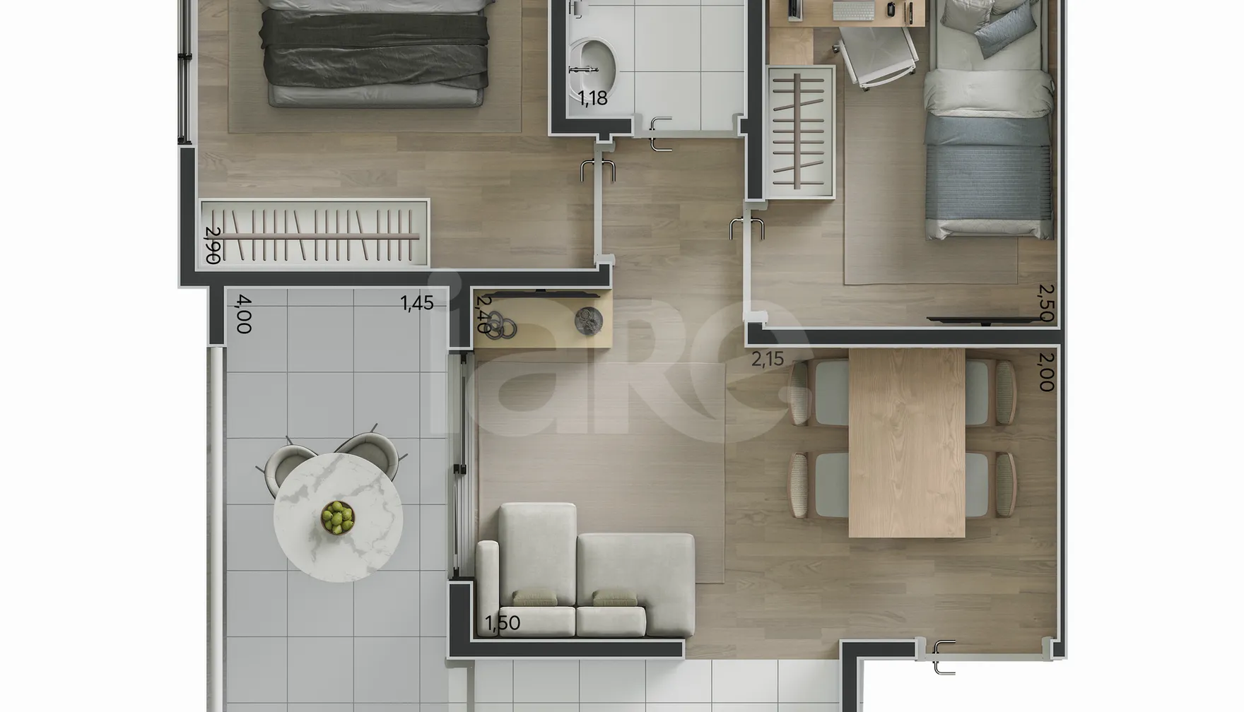 Planta — Apartamento 41,03 m²