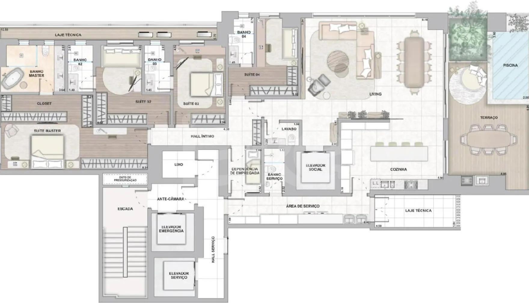 Planta — Apartamento 300 m²