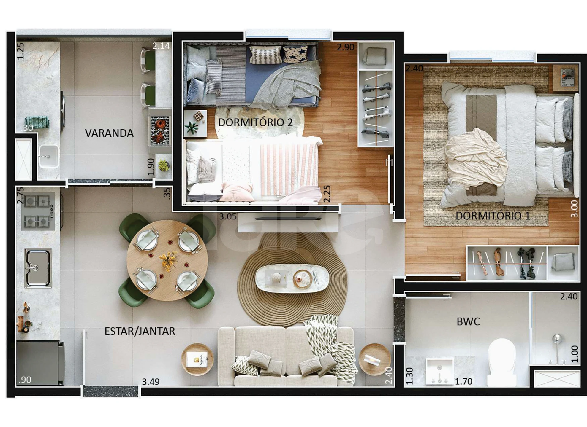 Planta — Apartamento 38,94 m²