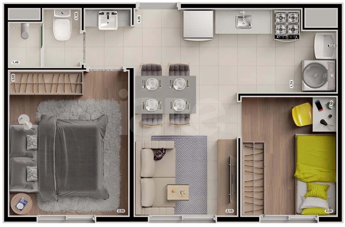 Planta — Apartamento 33,32 m²