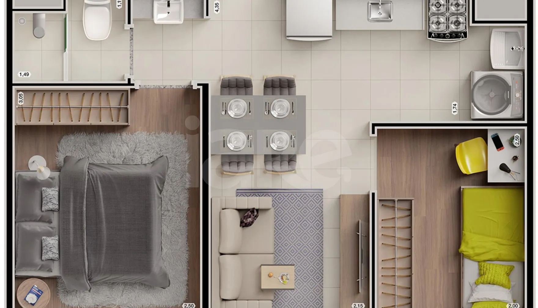 Planta — Apartamento 33,32 m²