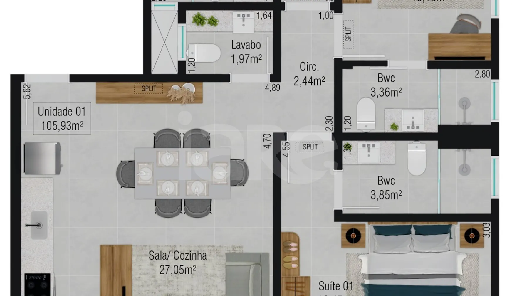 Planta — Apartamento 105,93 m²