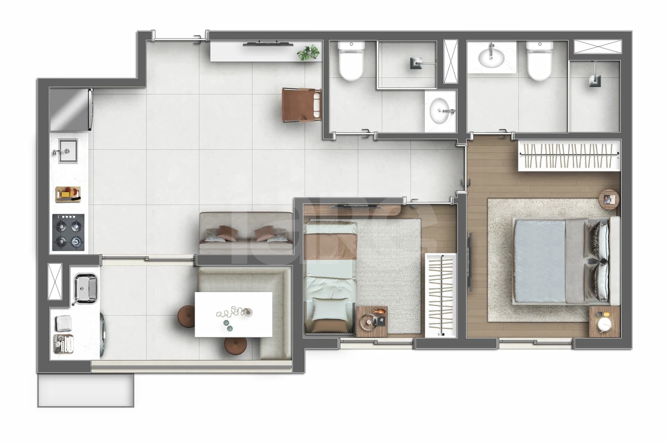 Planta — Apartamento 44,53 m²