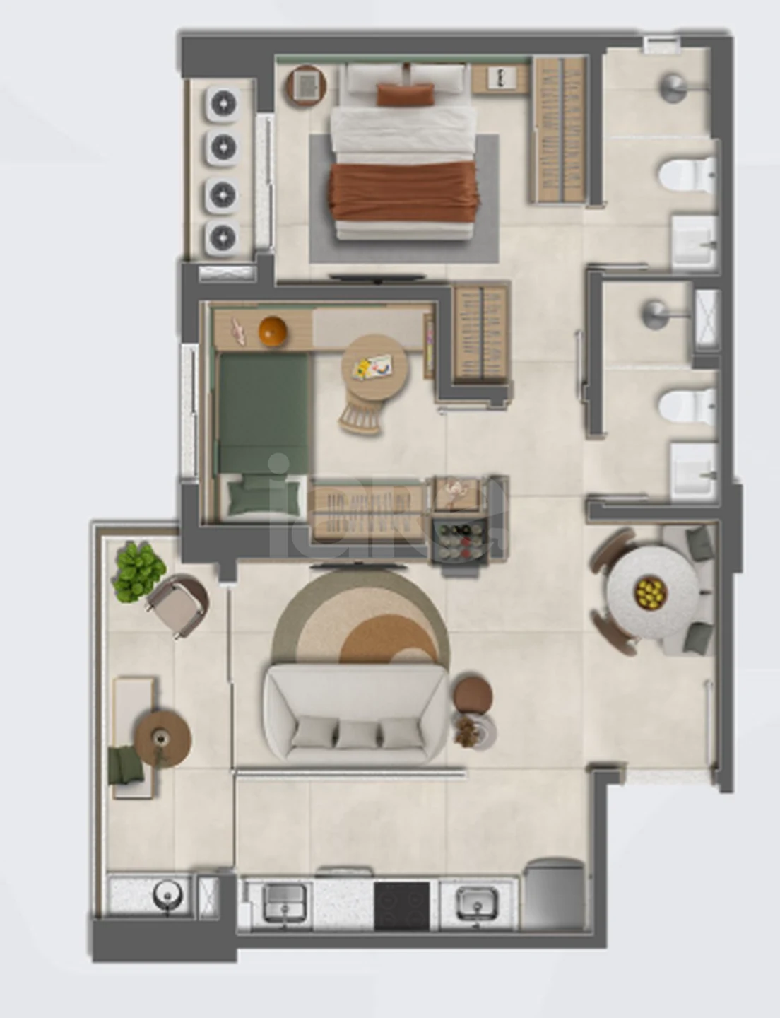 Planta — Apartamento 51,95 m²