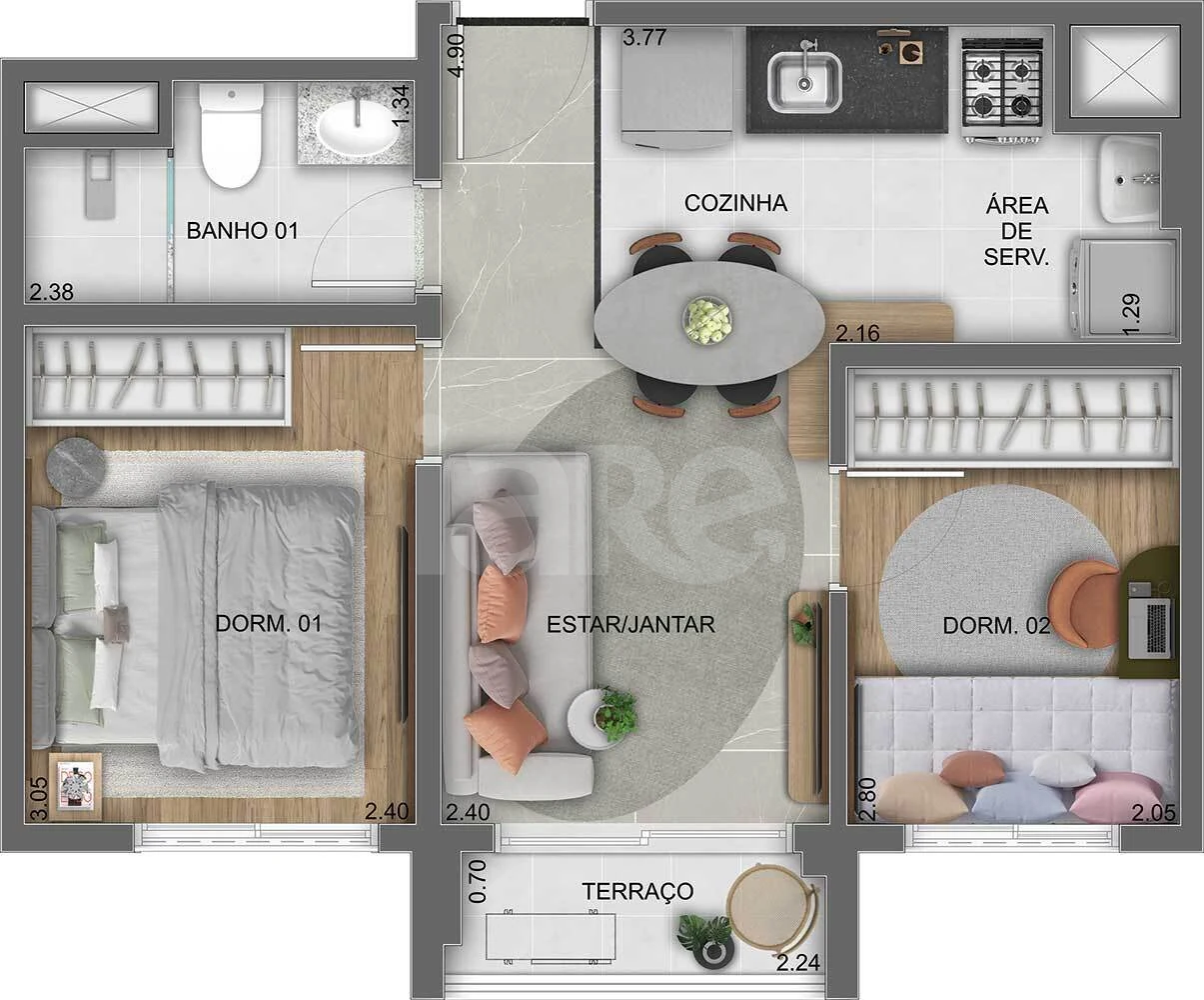 Planta — Apartamento 38,78 m²