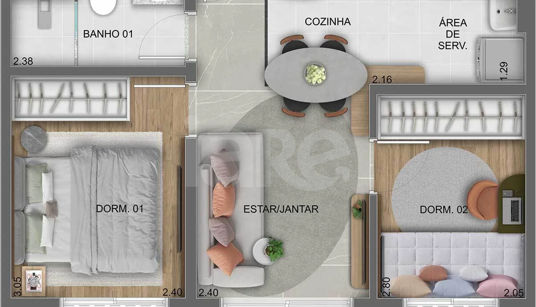 Planta — Apartamento 38,78 m²