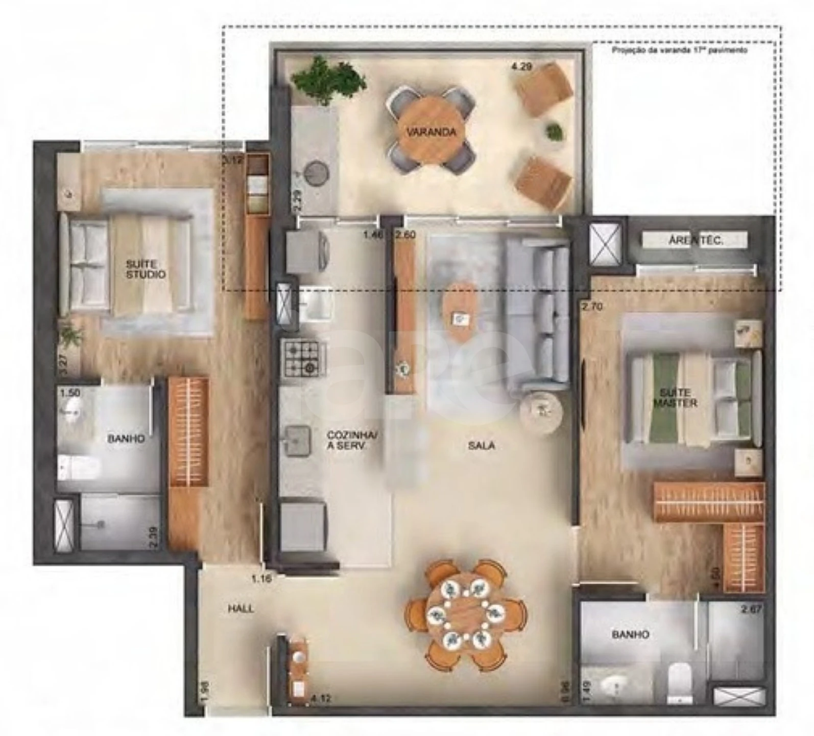 Planta — Apartamento 86,89 m²