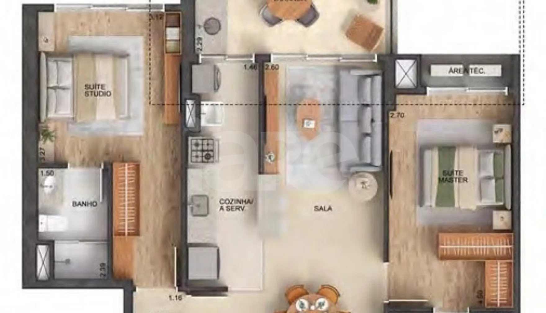 Planta — Apartamento 86,89 m²