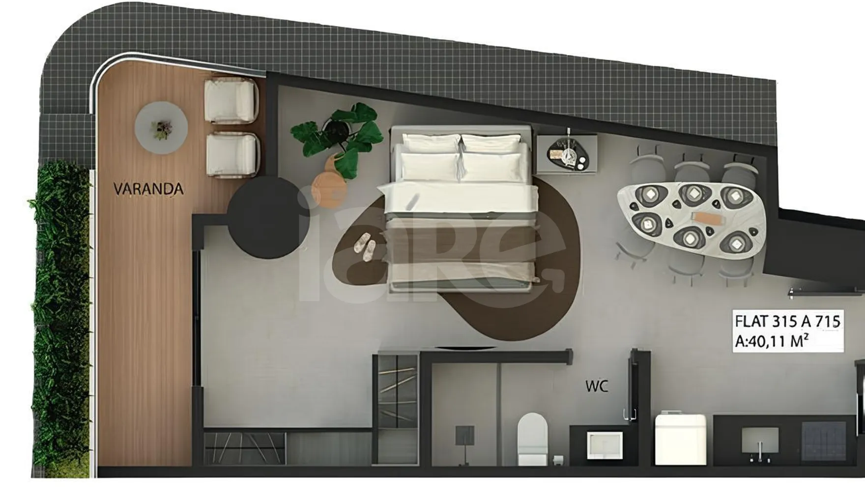 Planta — Studio 40,11 m²