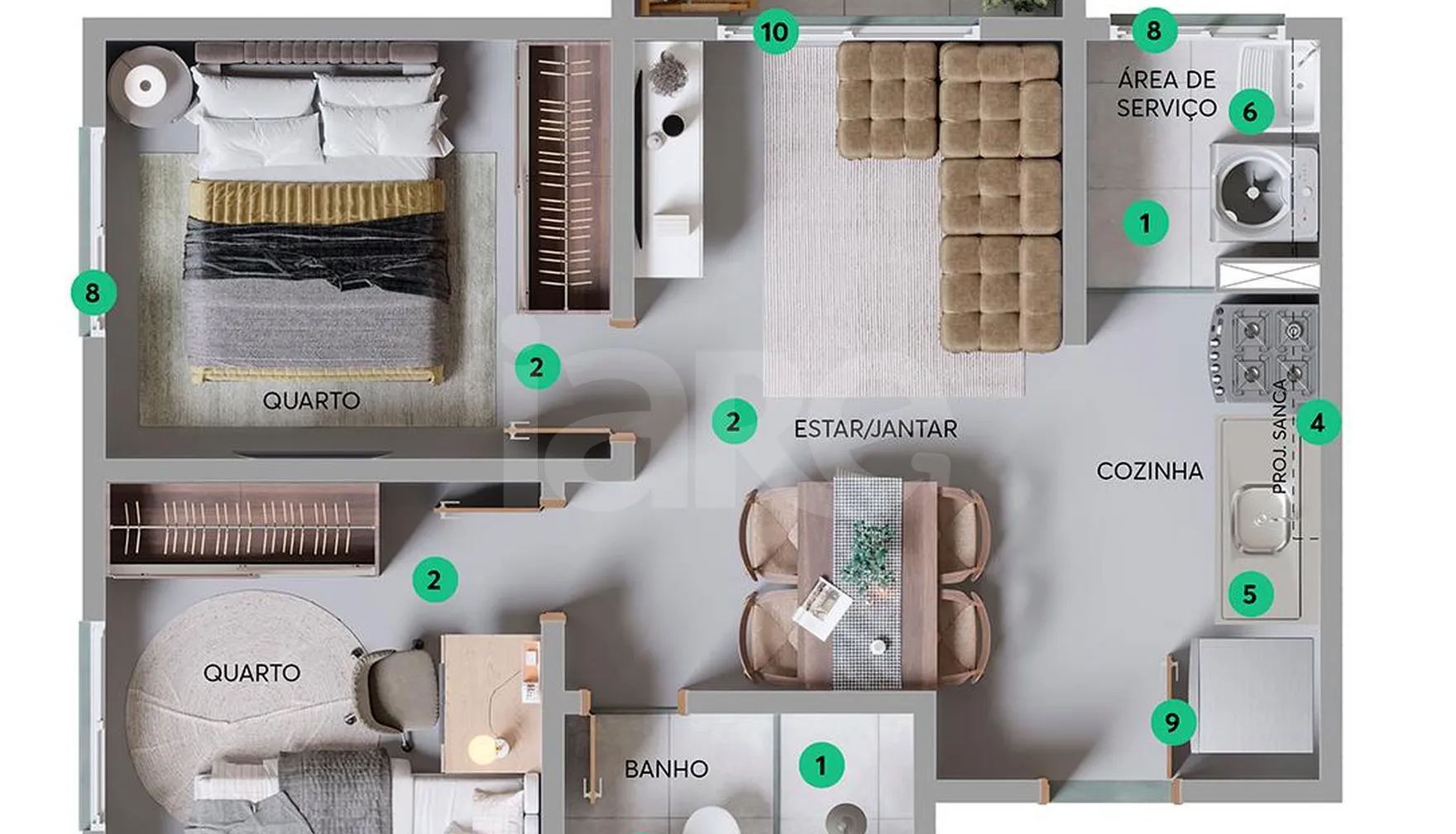 Planta — Apartamento 35,87 m²