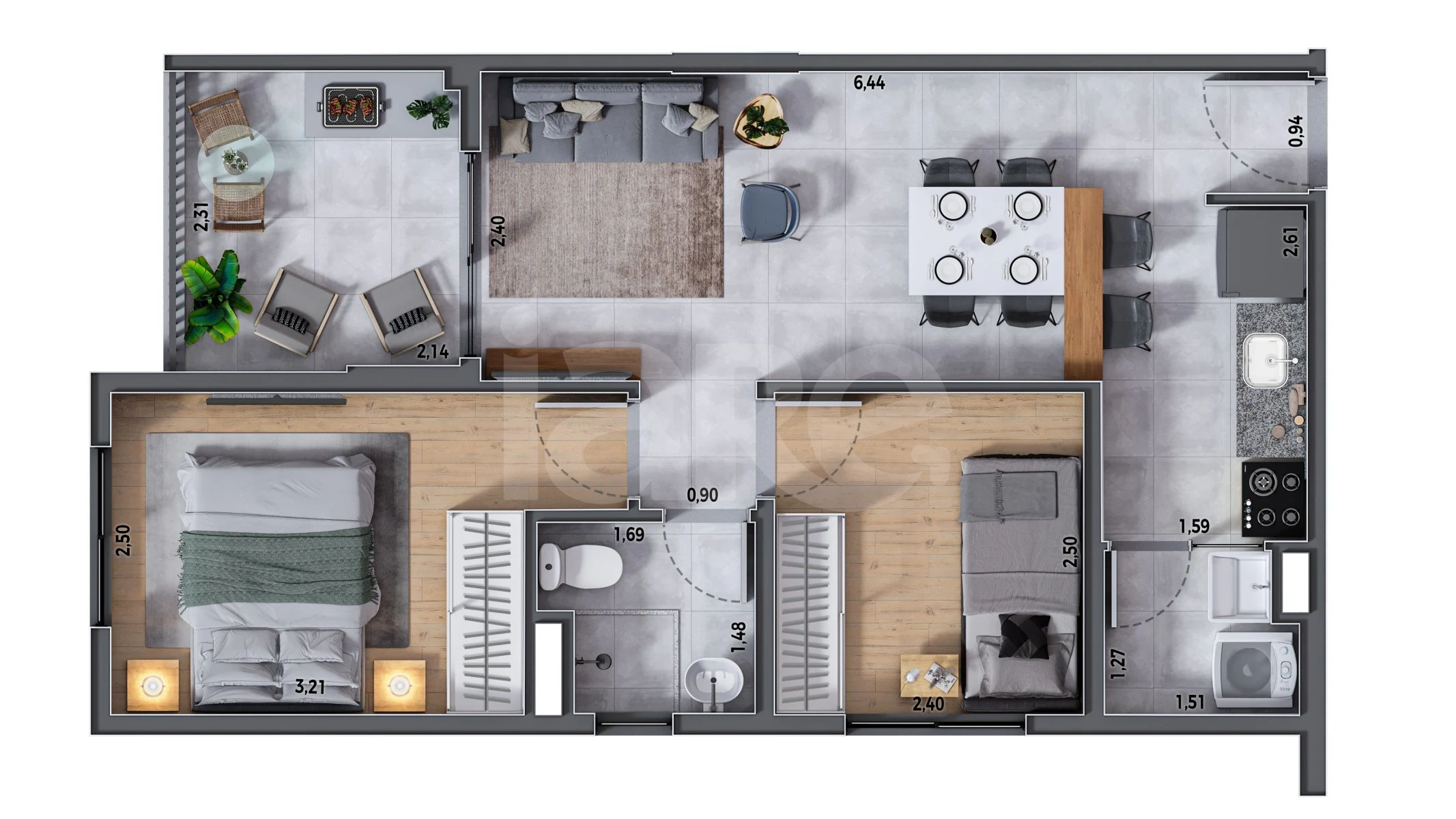 Planta — Apartamento 48,74 m²