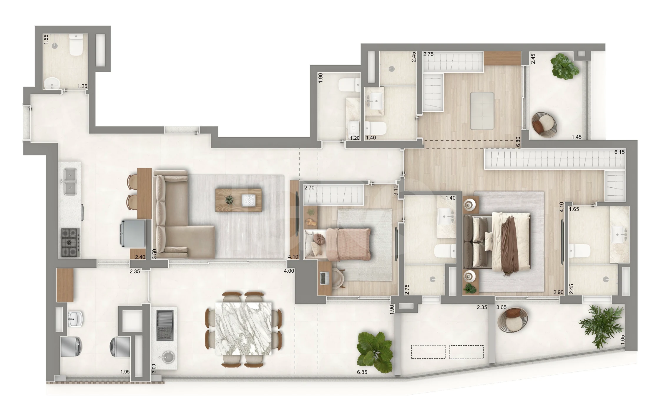 Planta — Apartamento 129,5 m²