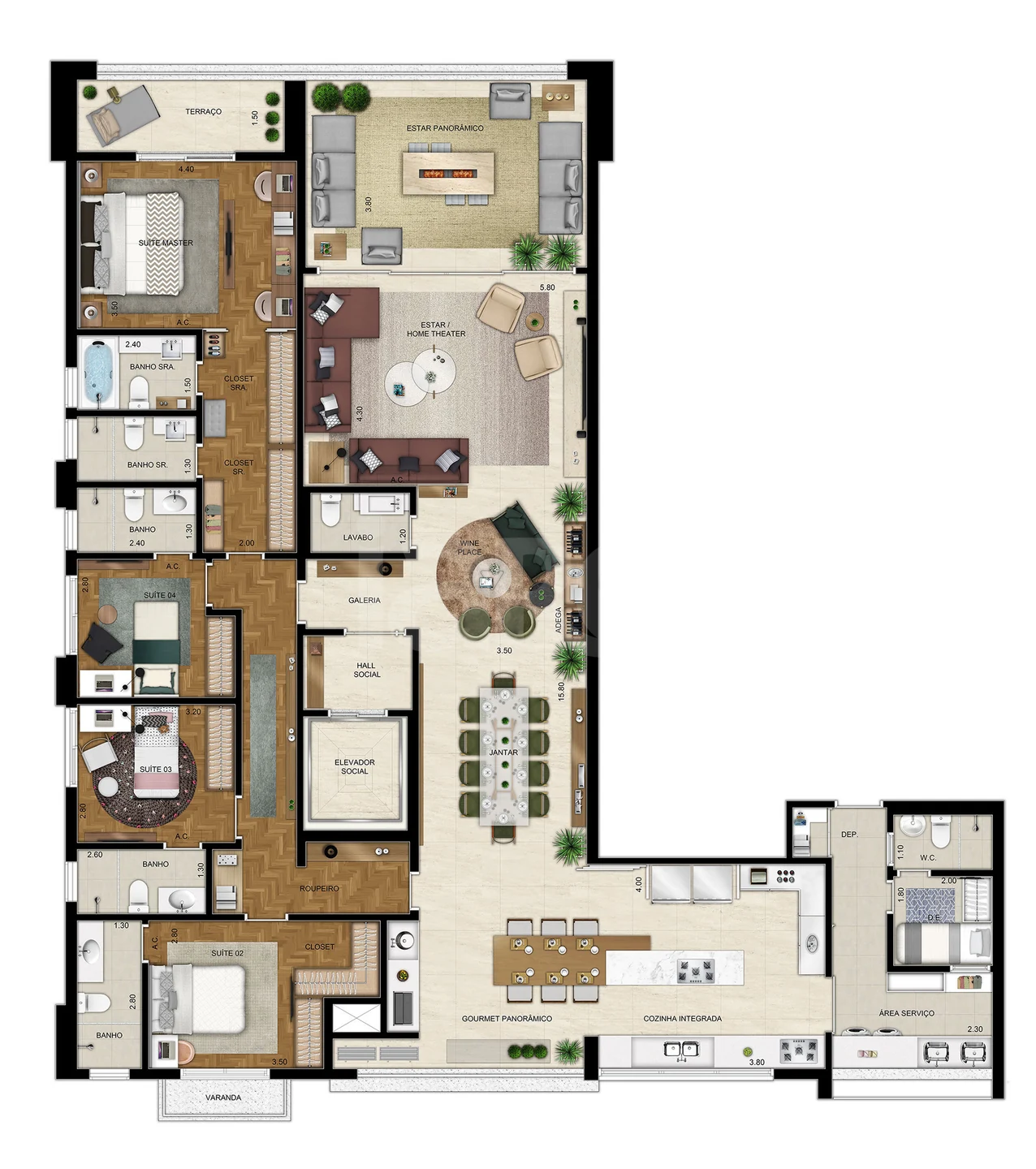 Planta — Apartamento 252,38 m²