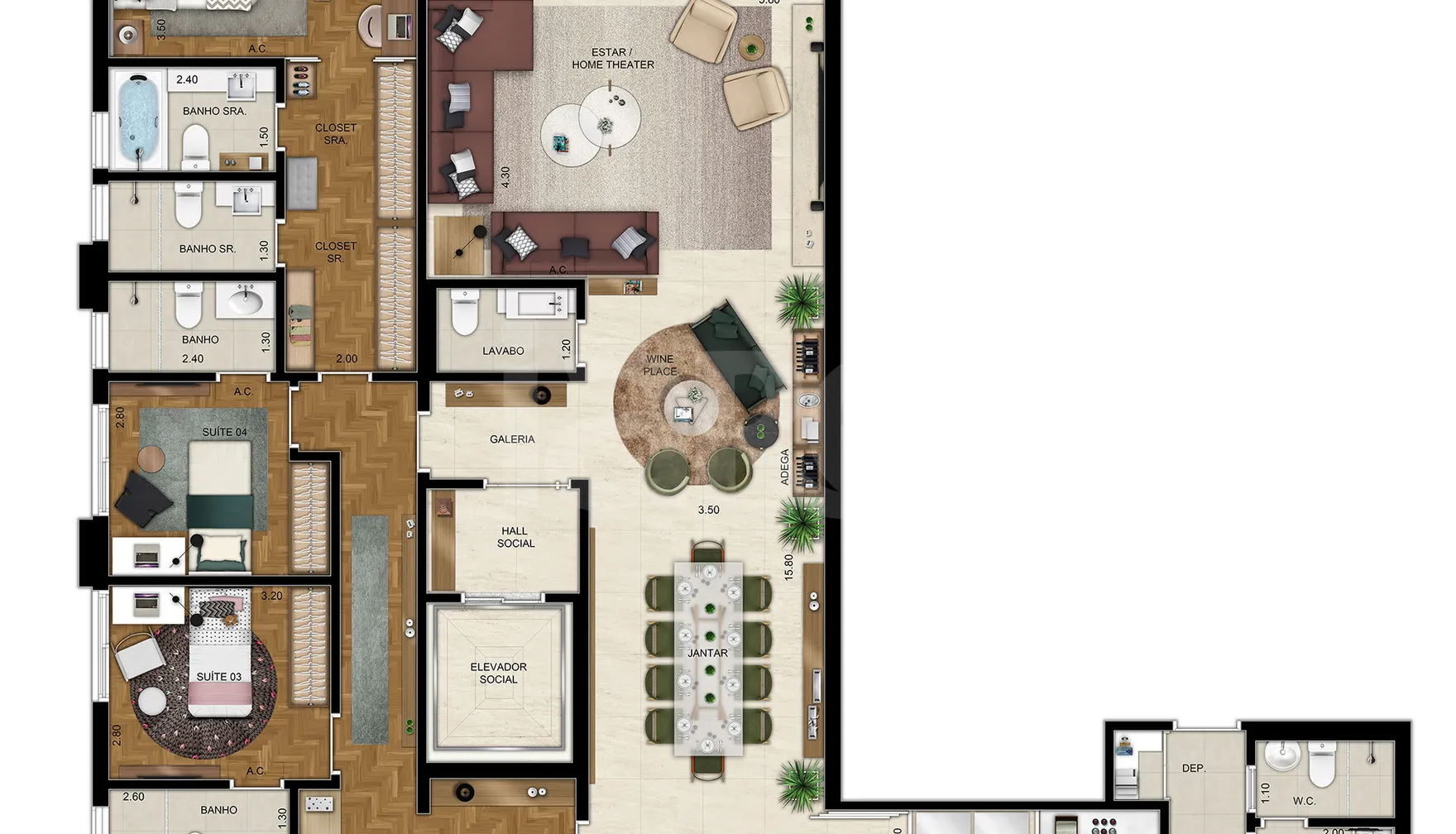 Planta — Apartamento 252,38 m²