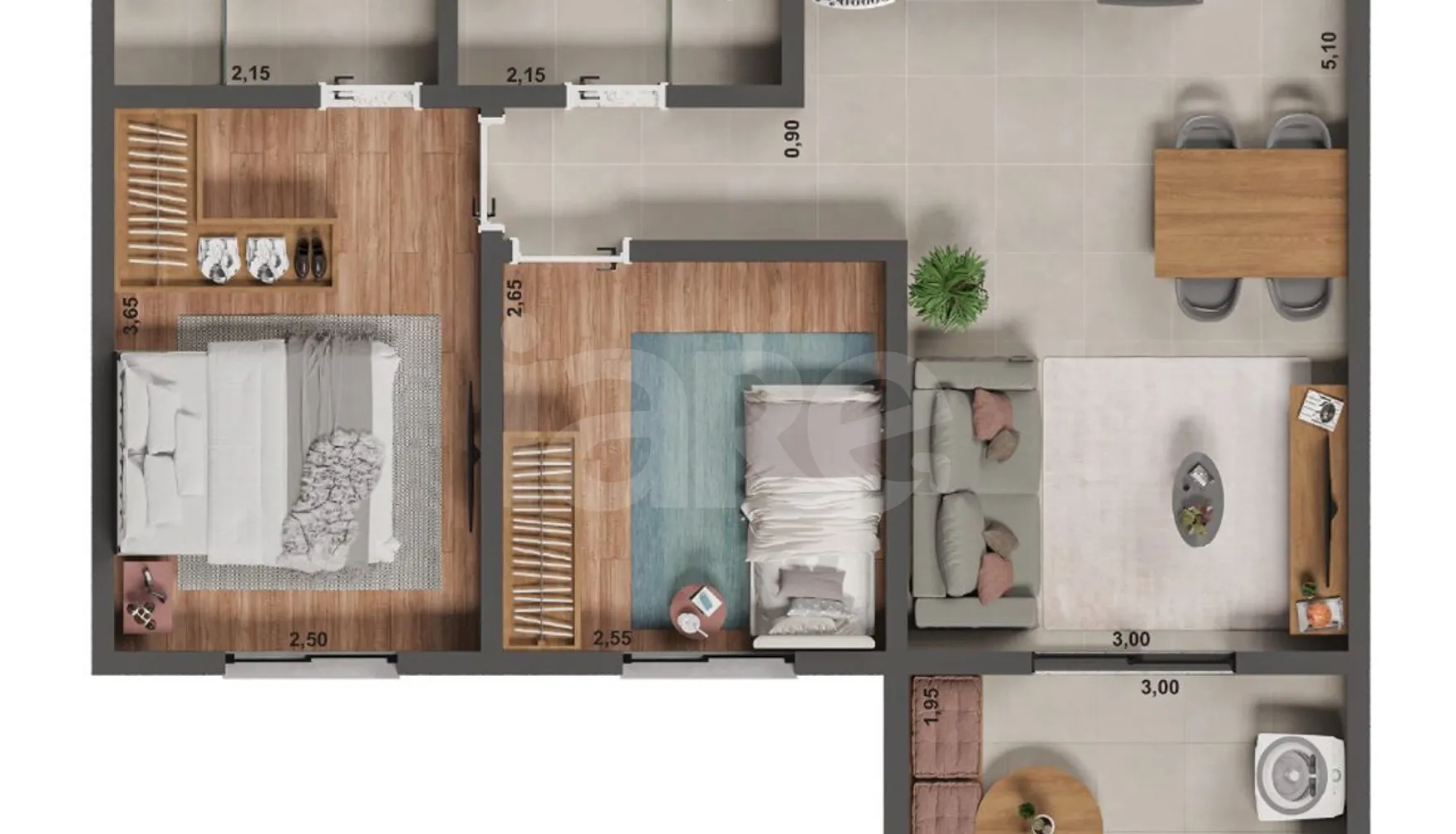 Planta — Apartamento 52,92 m²