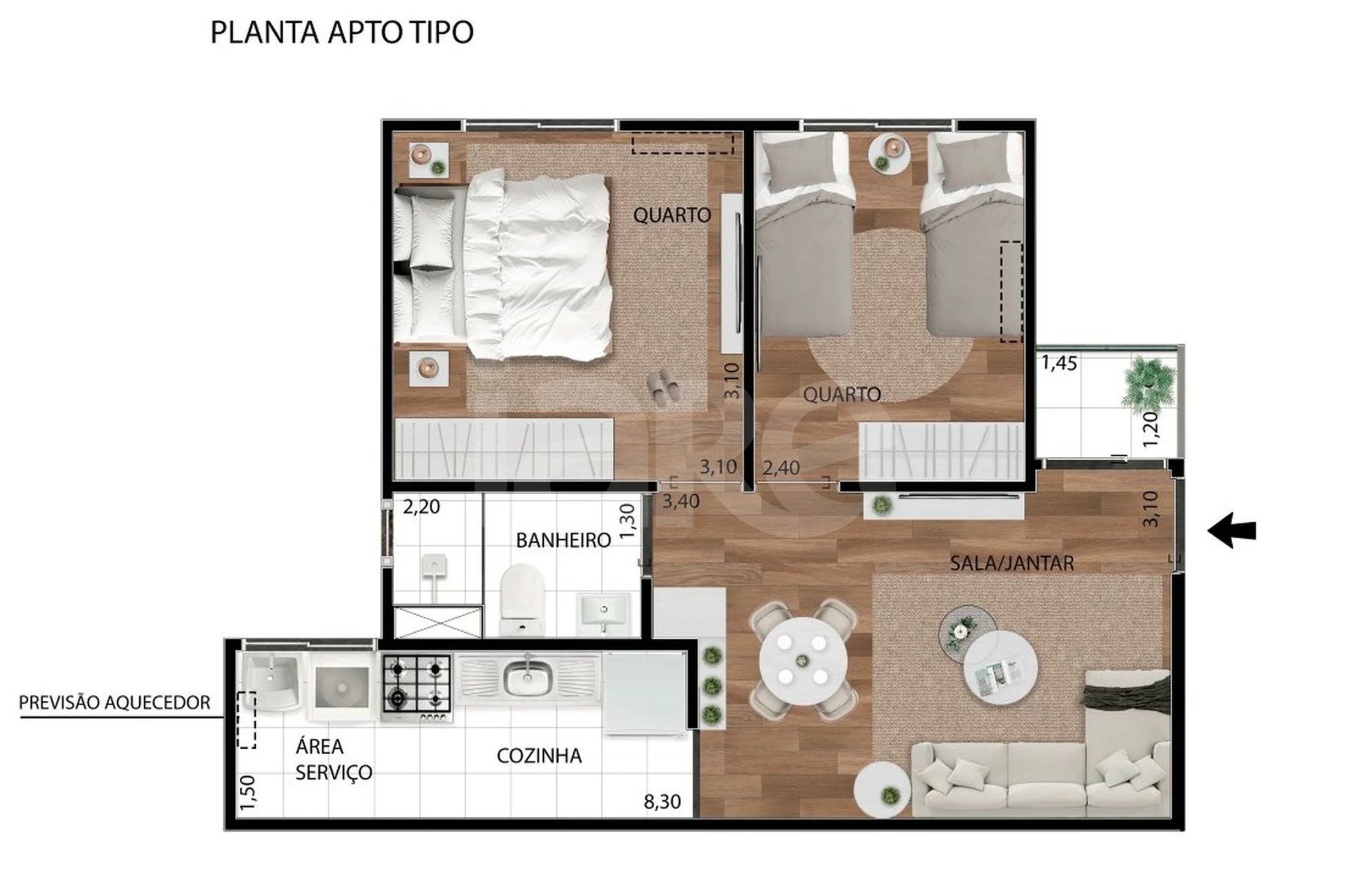 Planta — Apartamento 44,58 m²