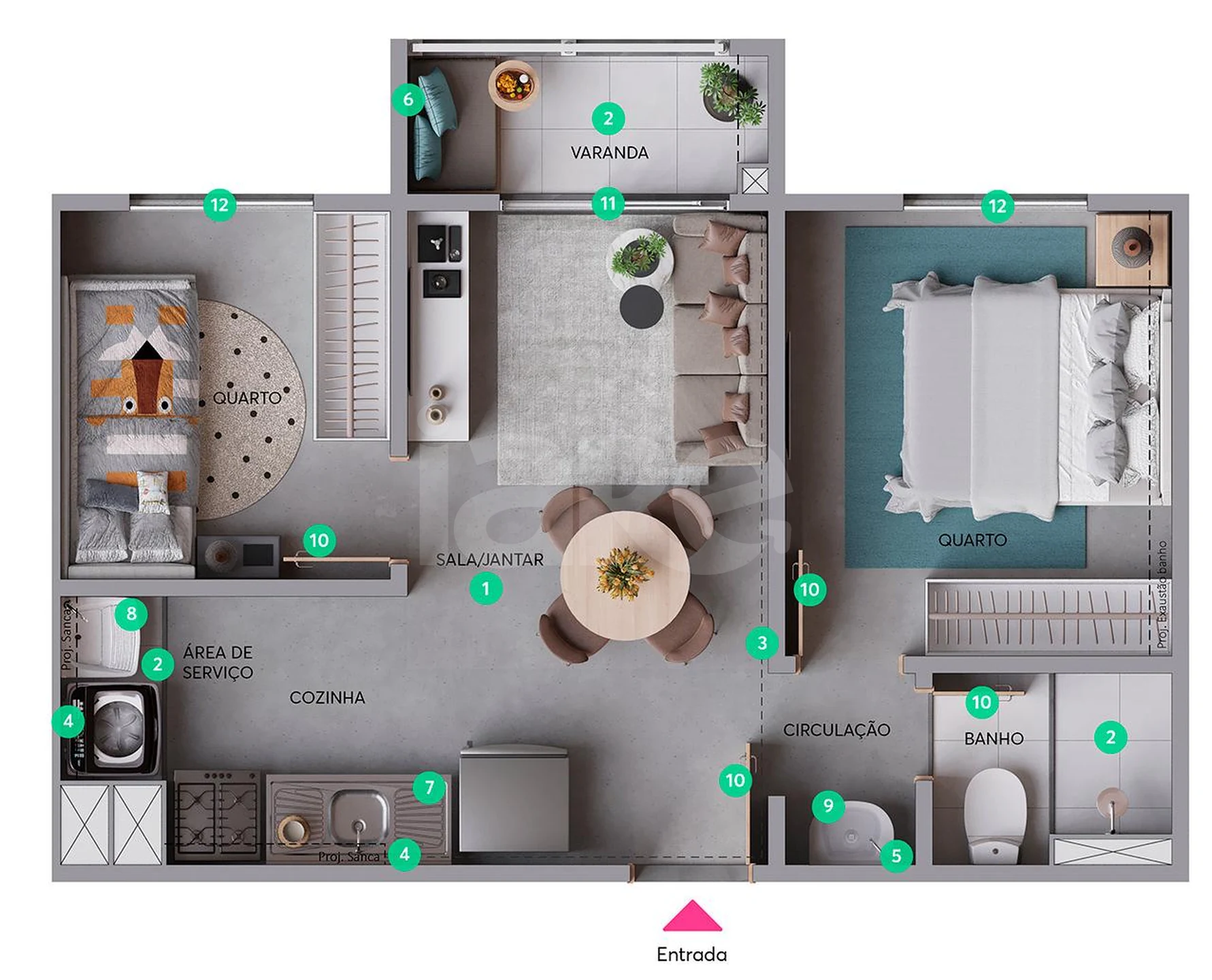 Planta — Apartamento 32,73 m²
