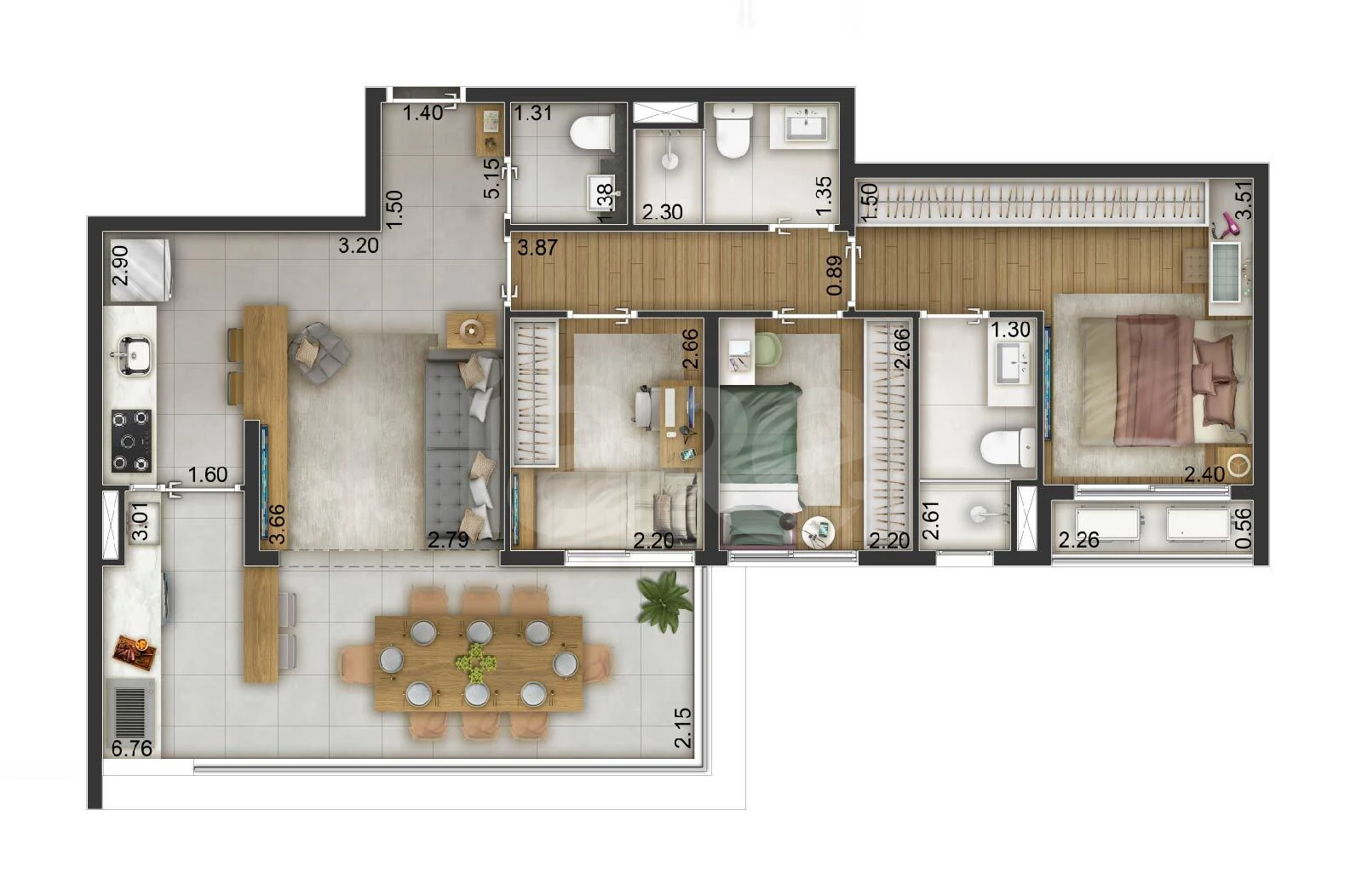 Planta — Apartamento 82,66 m²
