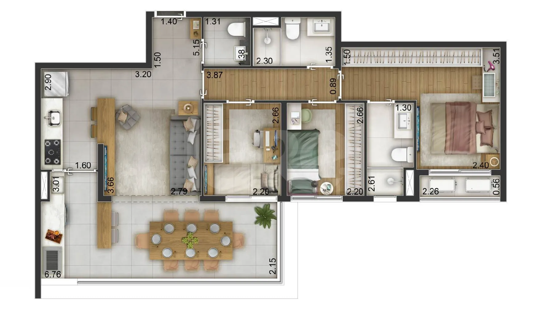 Planta — Apartamento 82,66 m²