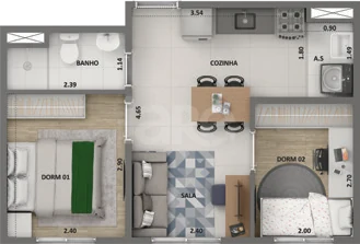 Planta — Apartamento 34 m²