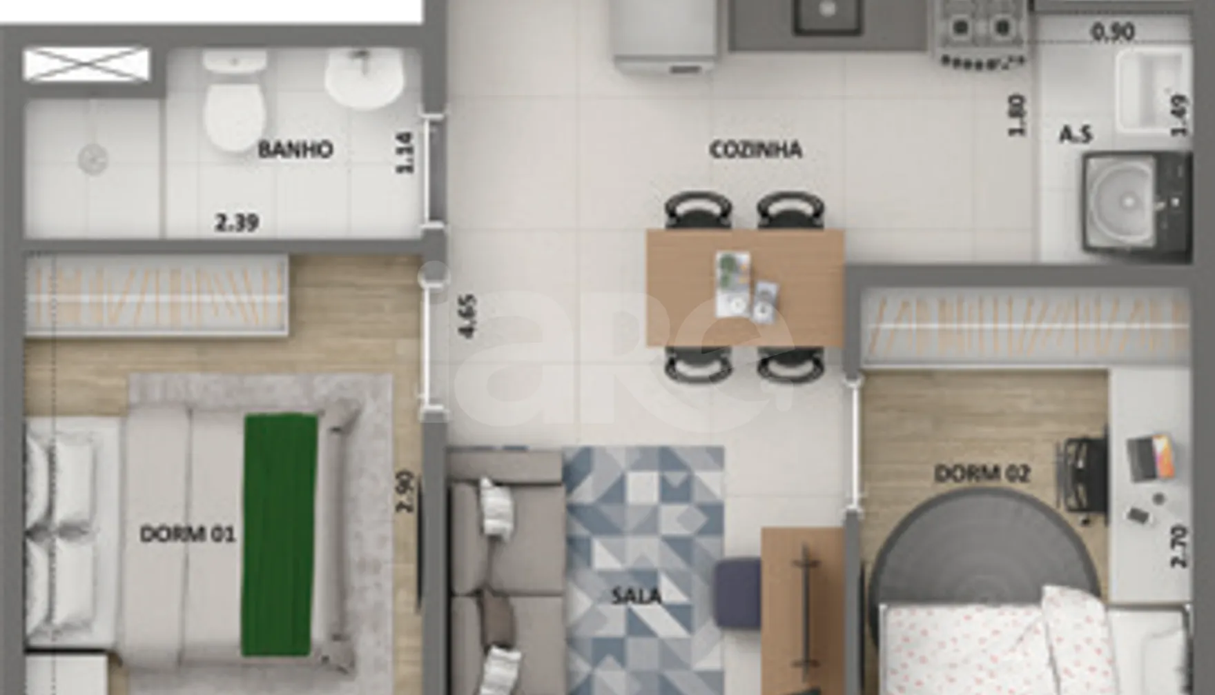 Planta — Apartamento 34 m²