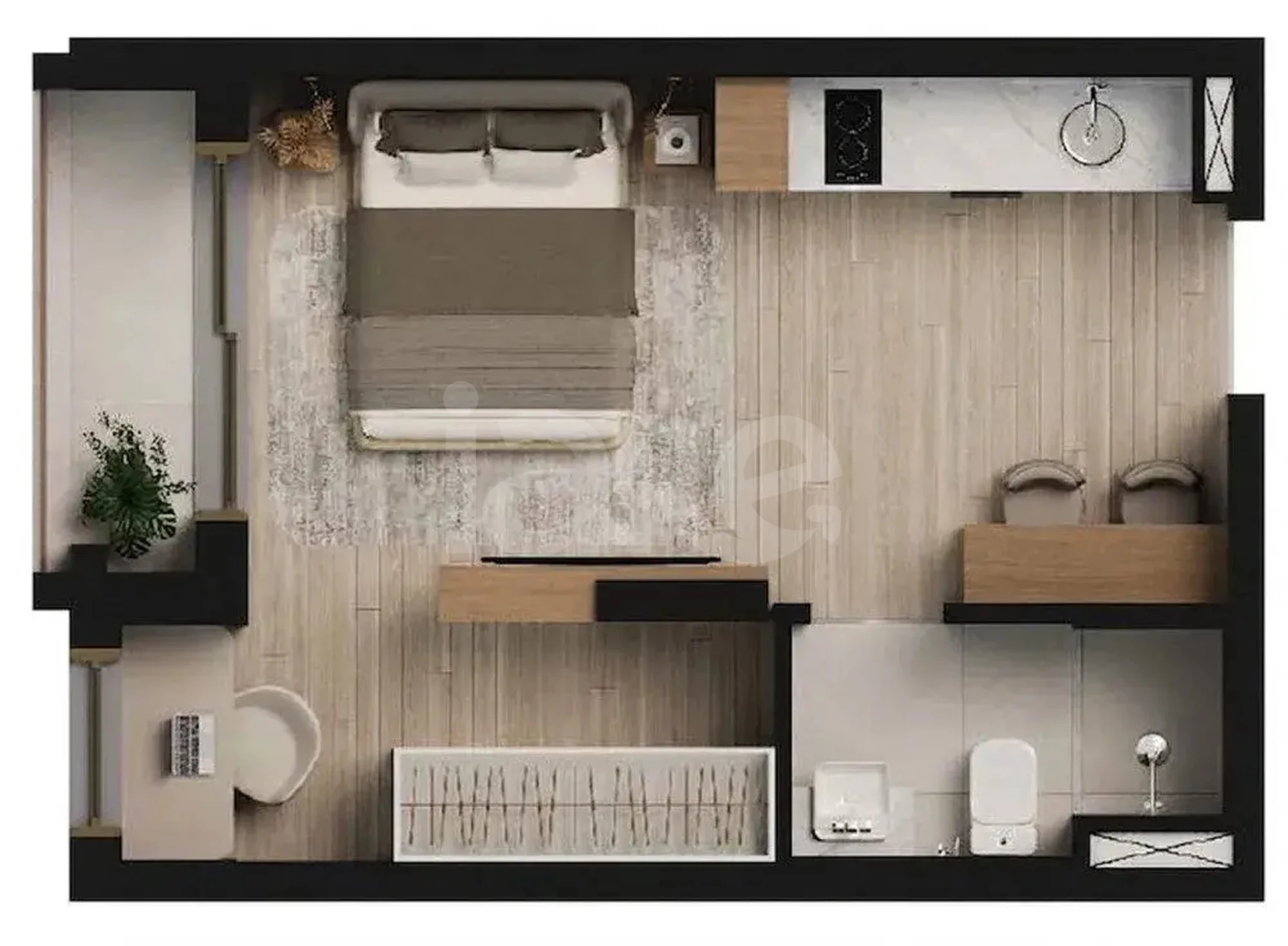 Planta — Studio 28,25 m²