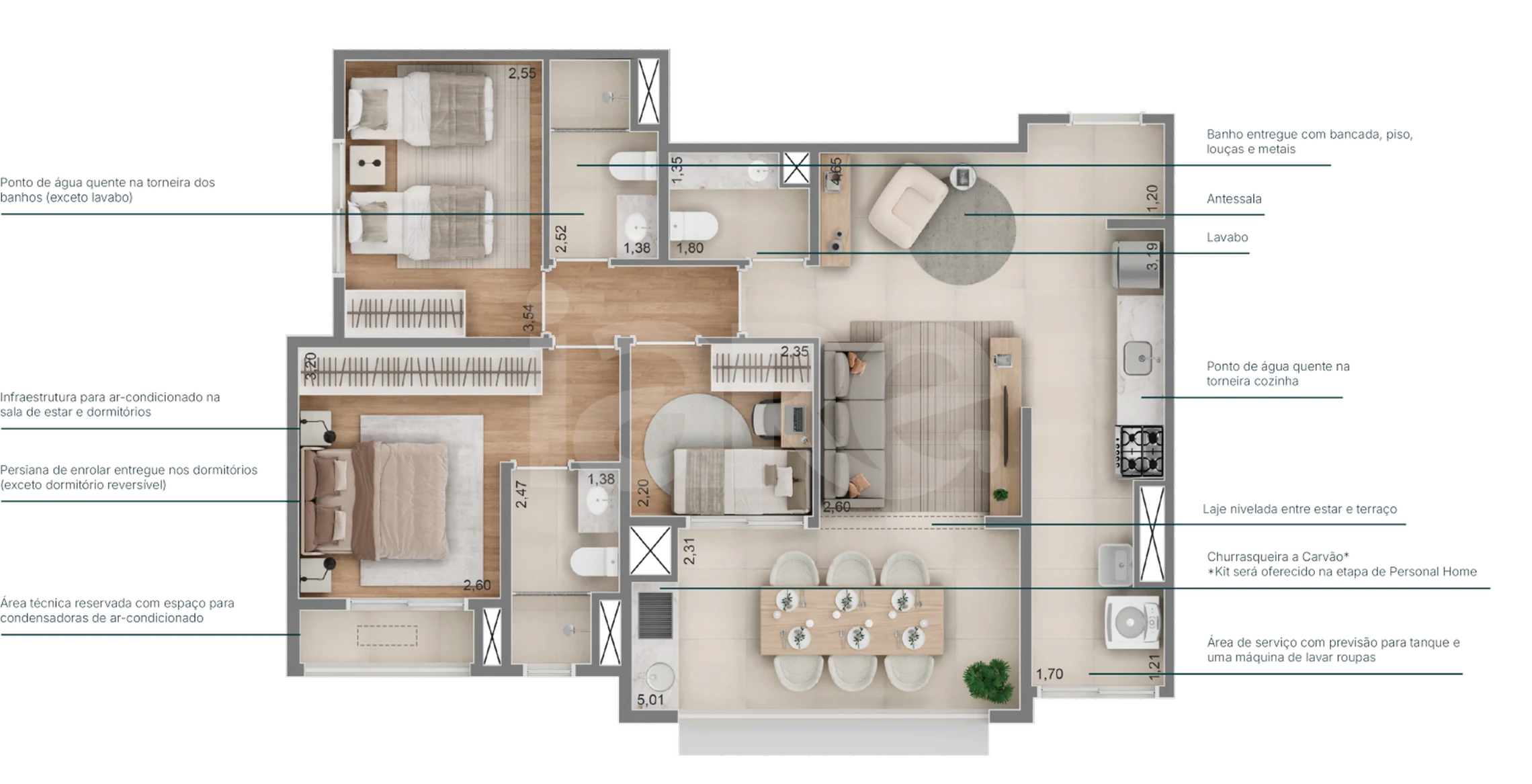 Planta — Apartamento 84,13 m²