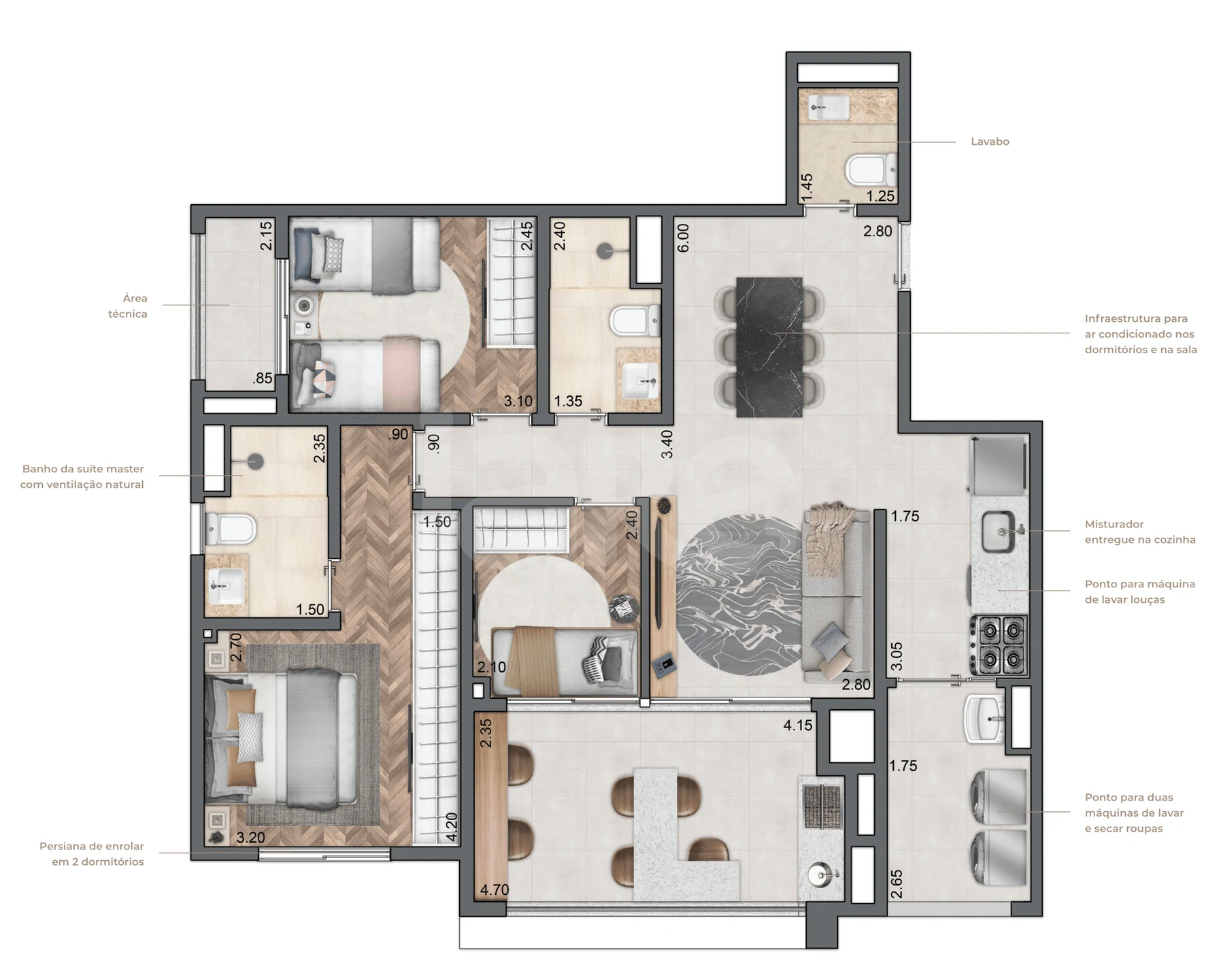 Planta — Apartamento 87 m²